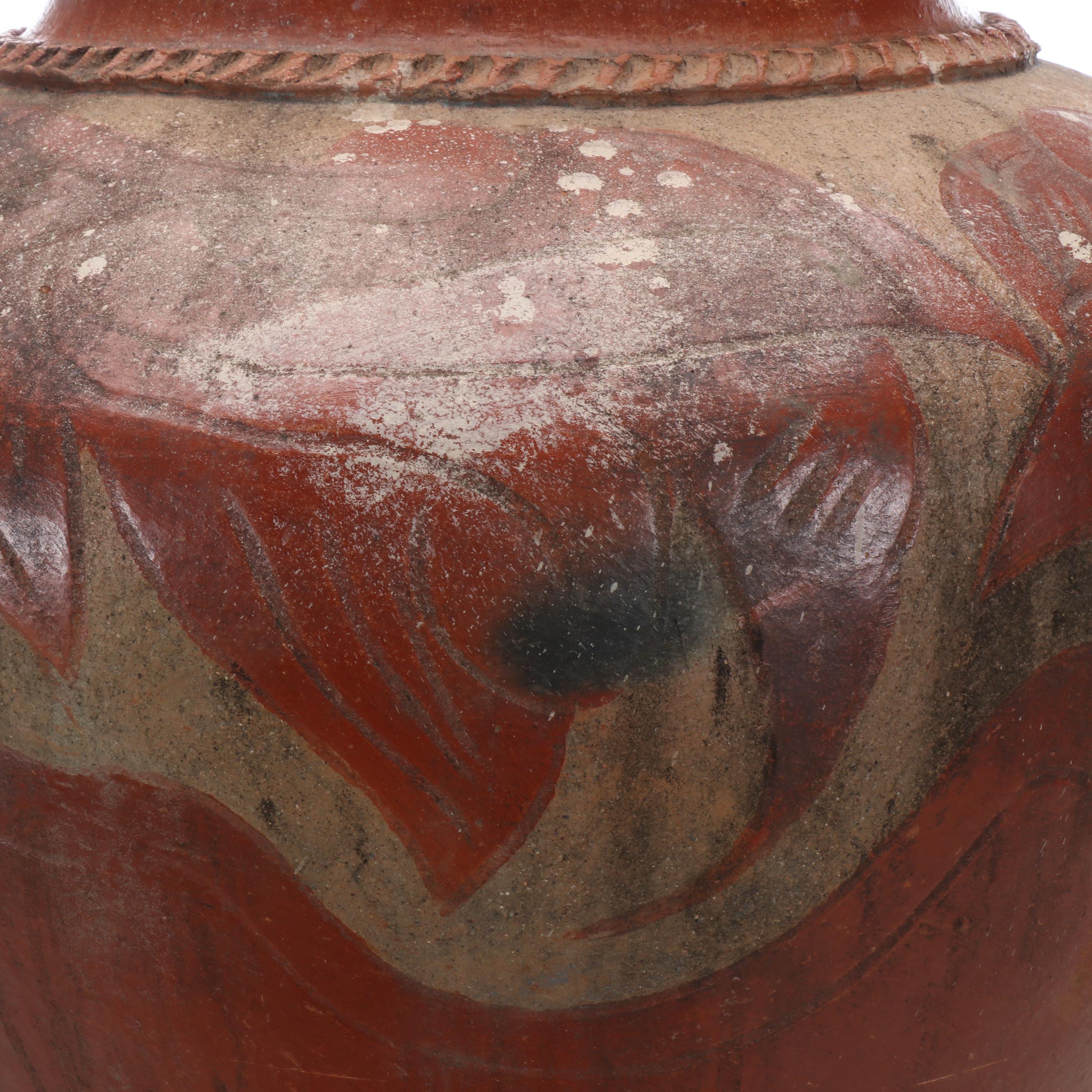 Sgraffito Decorated Earthenware Vase, 20th Century