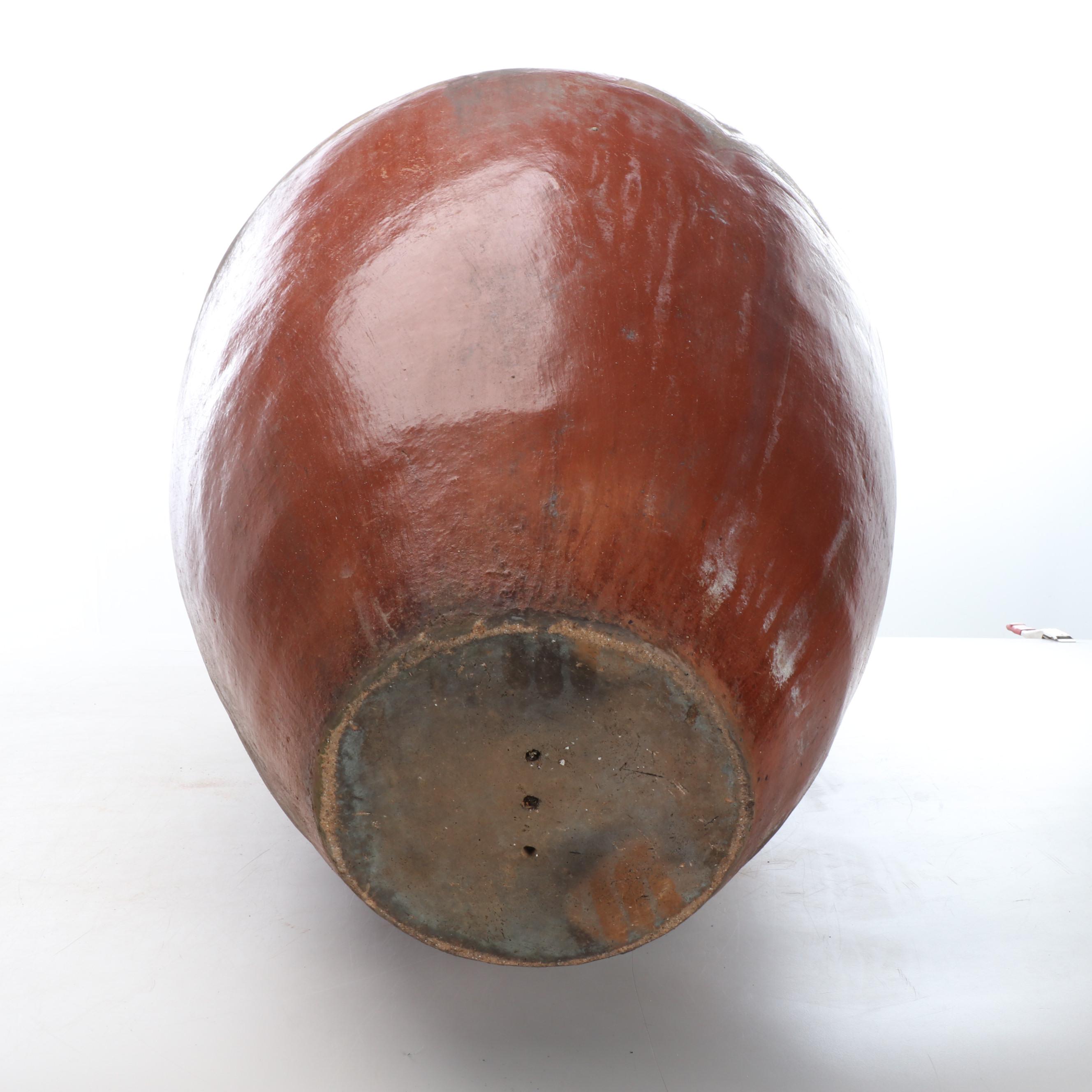 Sgraffito Decorated Earthenware Vase, 20th Century