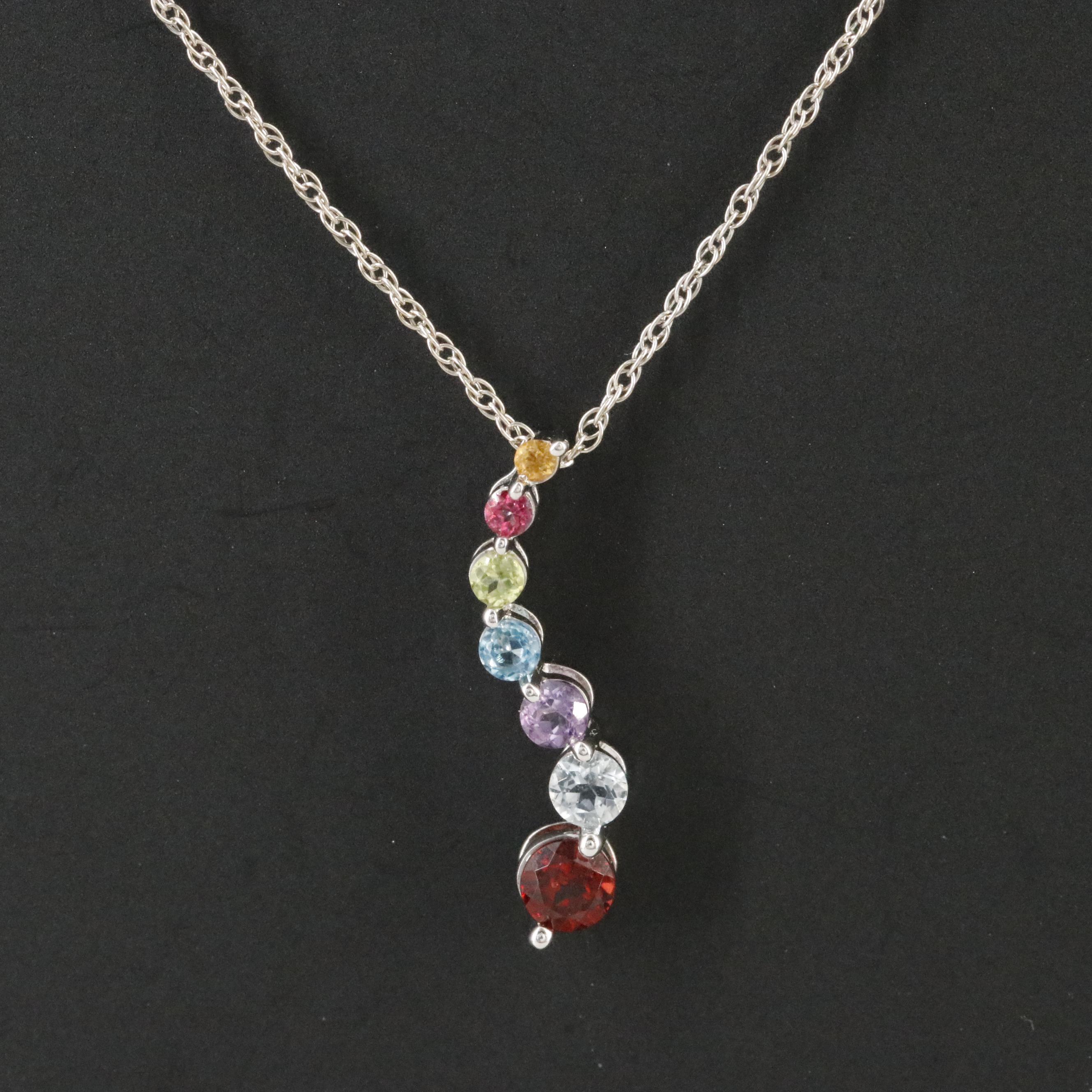 10K Gemstone Pendant on 14K Chain Necklace
