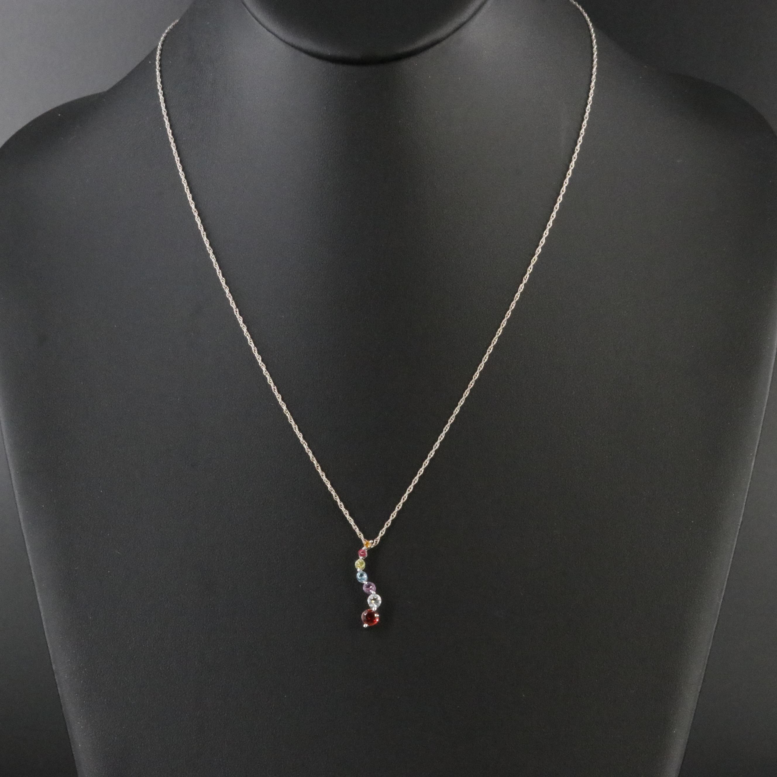 10K Gemstone Pendant on 14K Chain Necklace