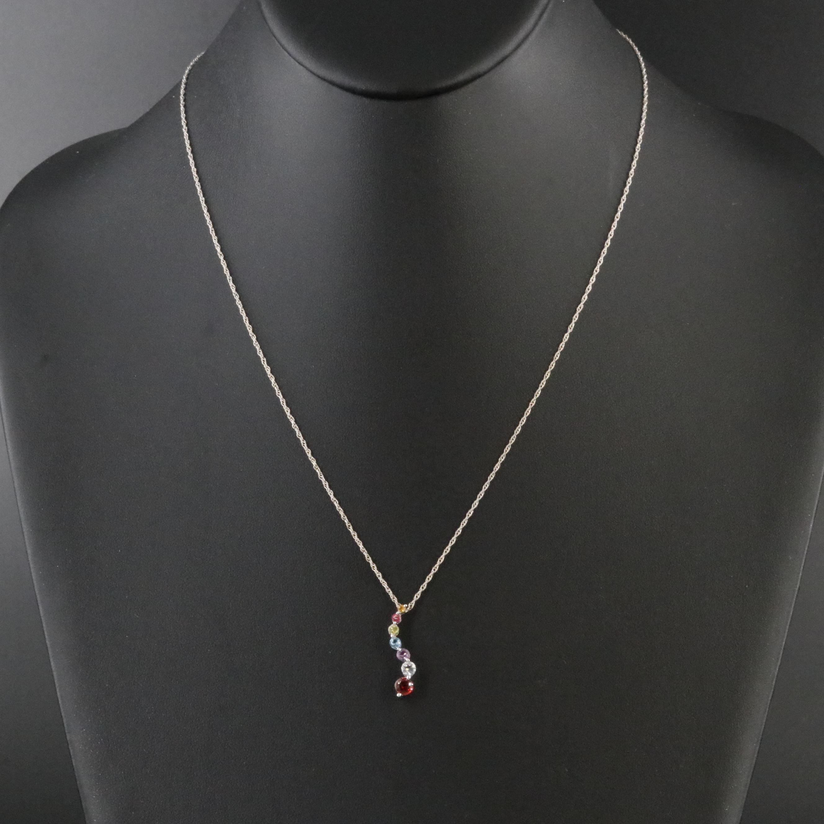 10K Gemstone Pendant on 14K Chain Necklace