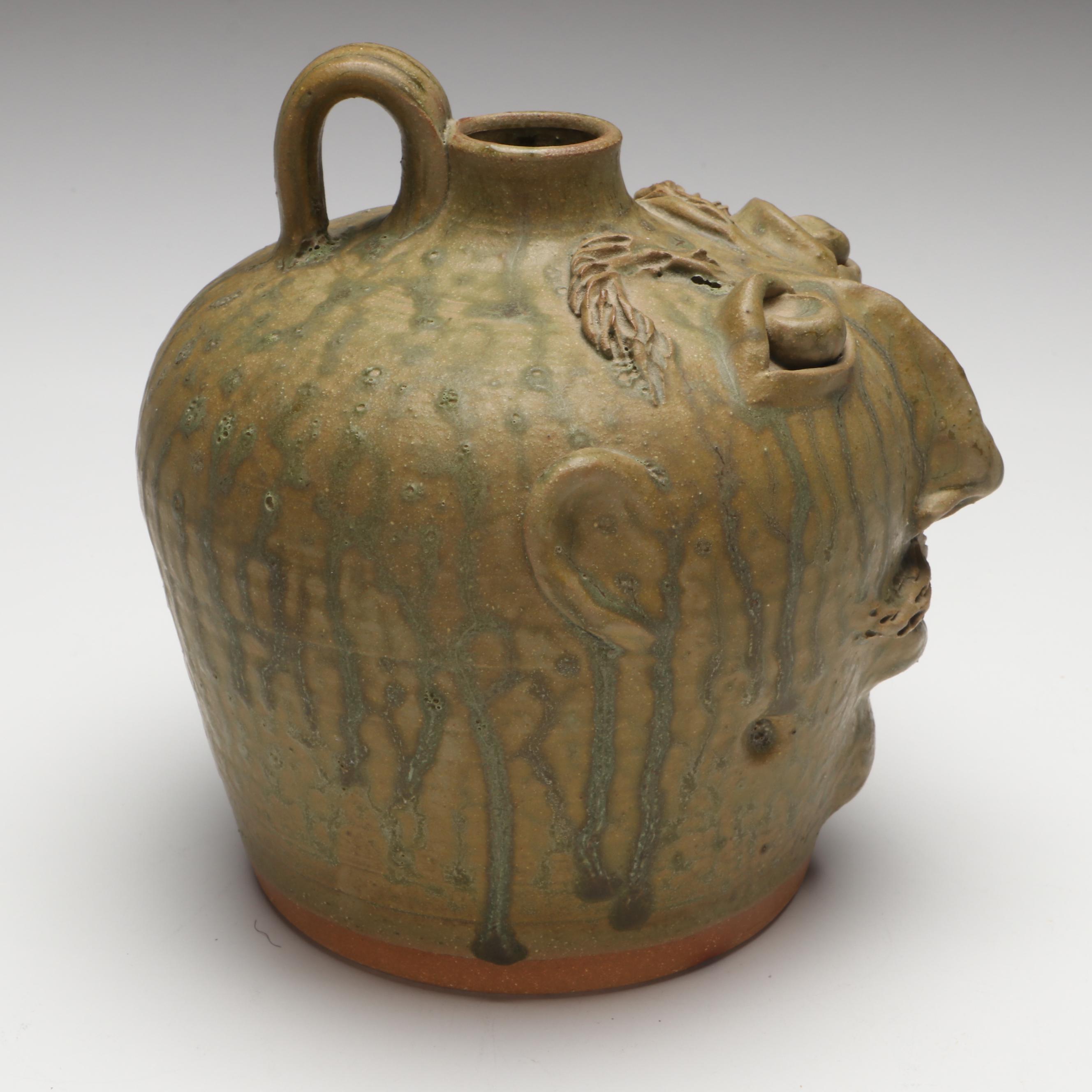 Ram Pottery Folk Art Stoneware Face Jug