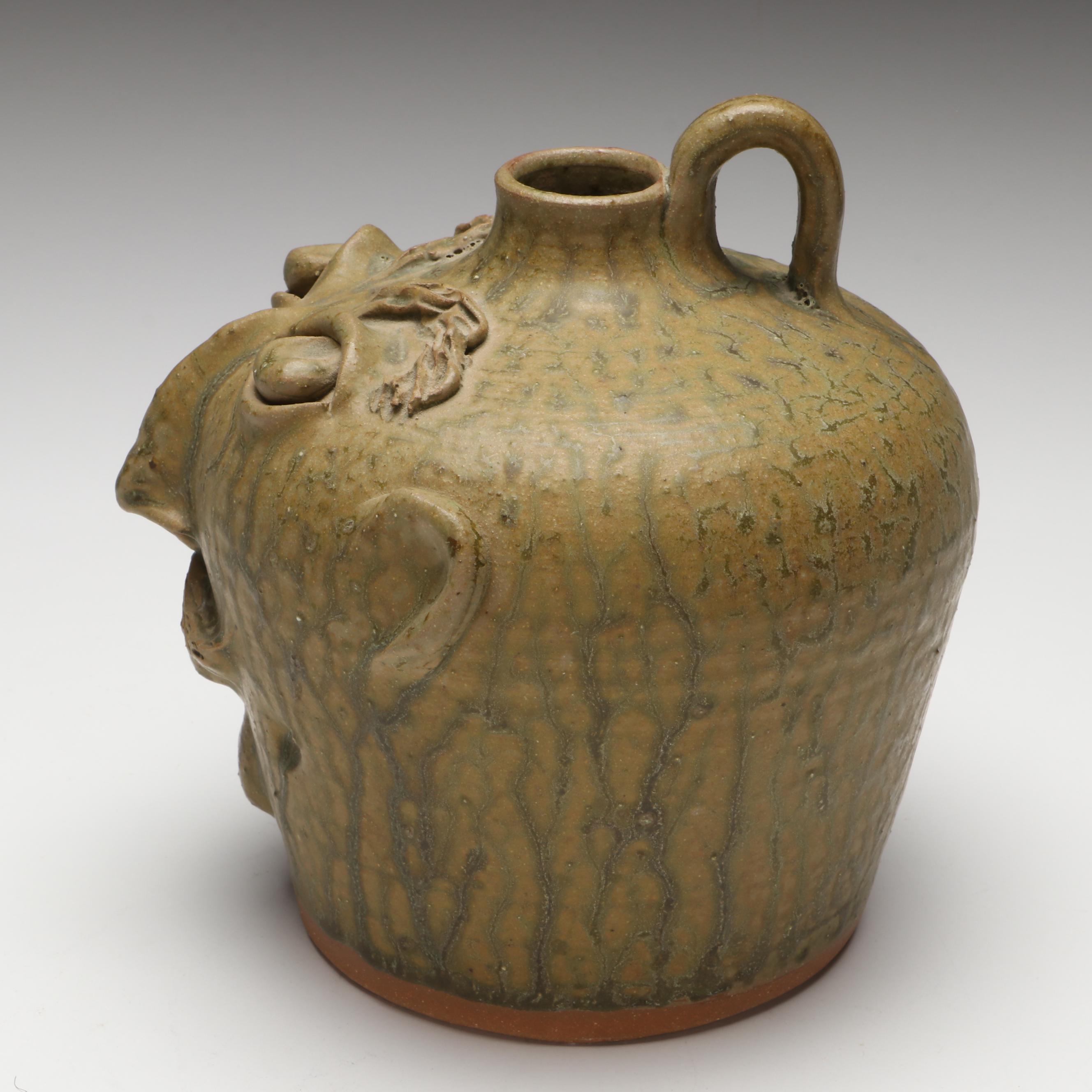 Ram Pottery Folk Art Stoneware Face Jug