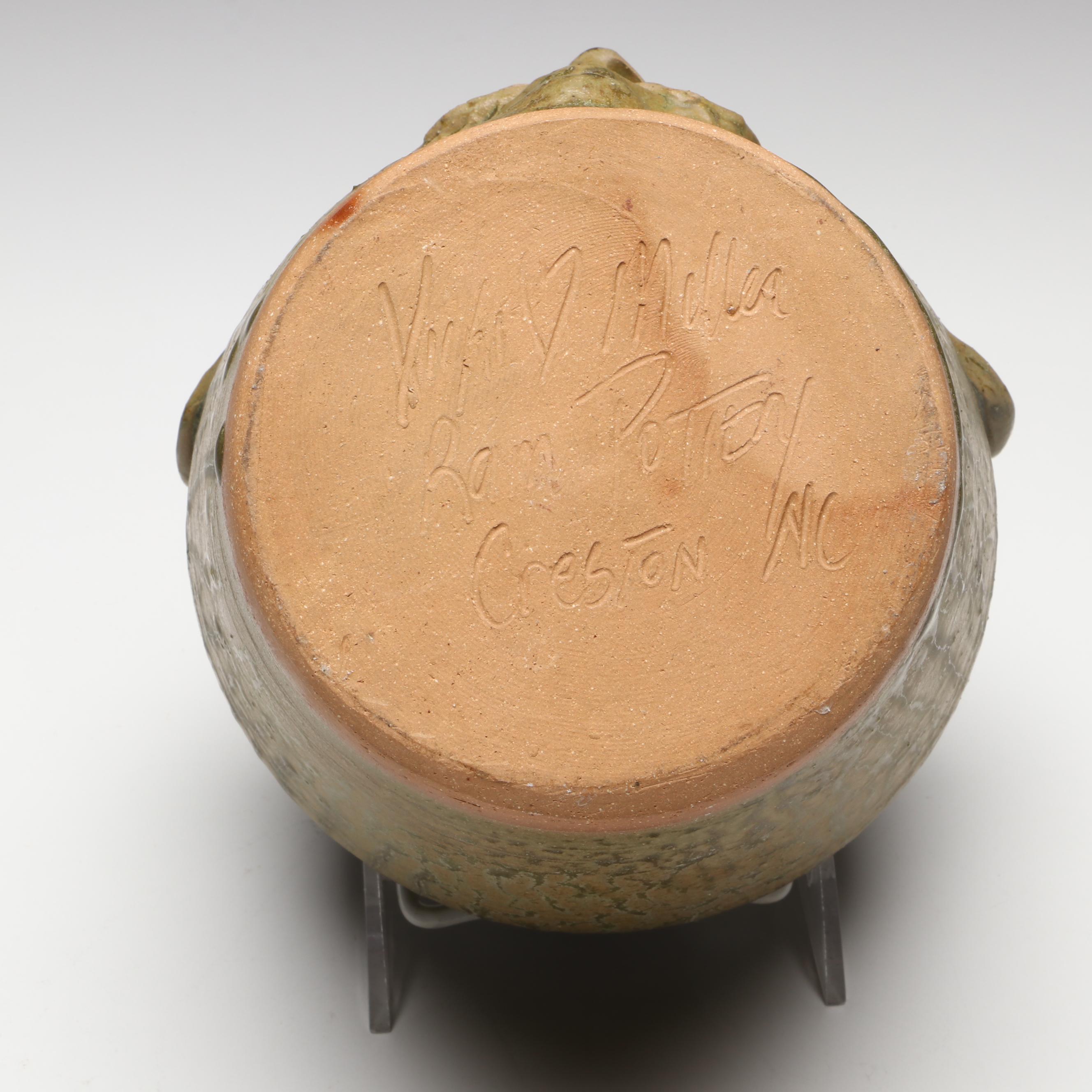 Ram Pottery Folk Art Stoneware Face Jug