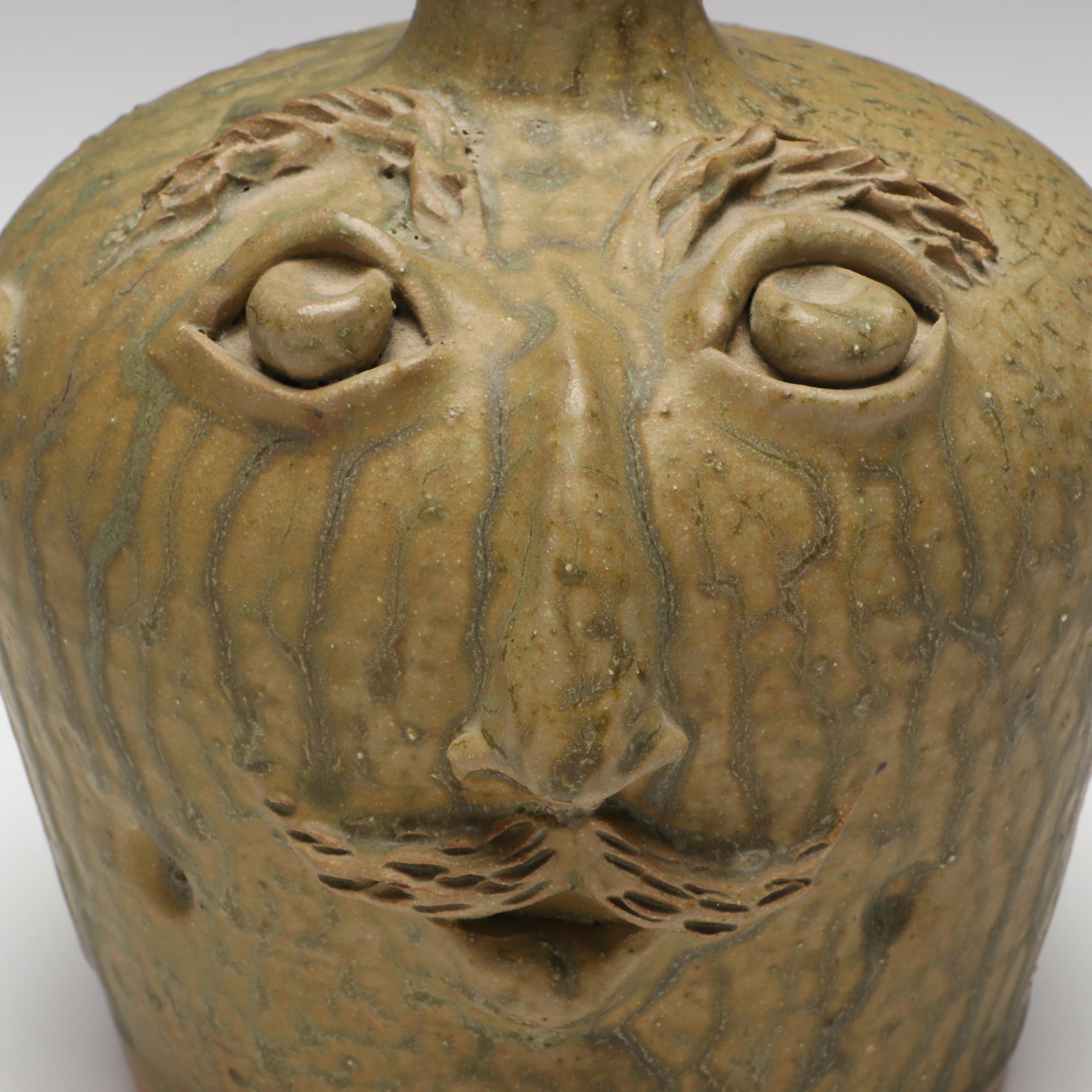 Ram Pottery Folk Art Stoneware Face Jug