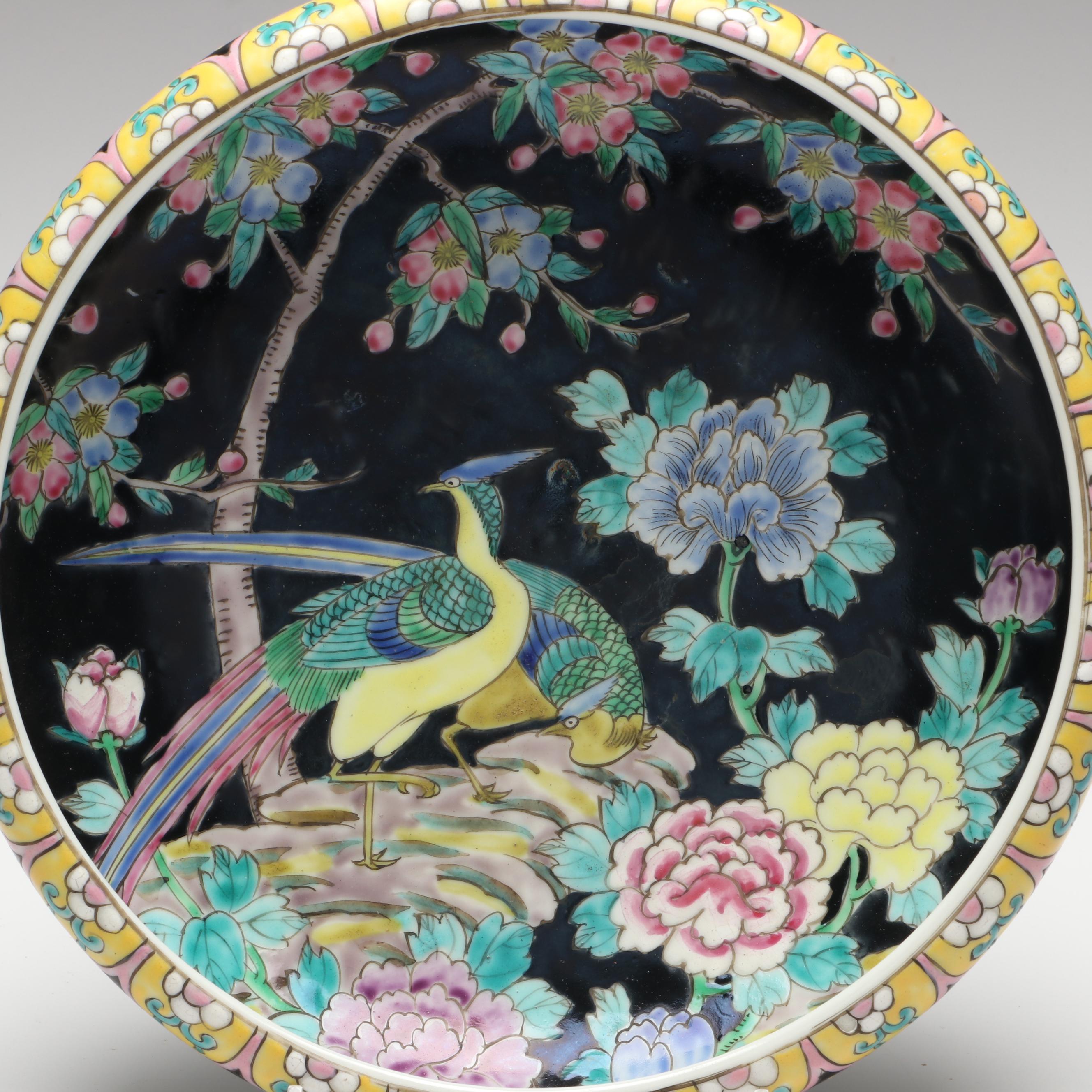 Japanese Export Famille Noir Ceramic Bowl, Late 19th/ Early 20th Century