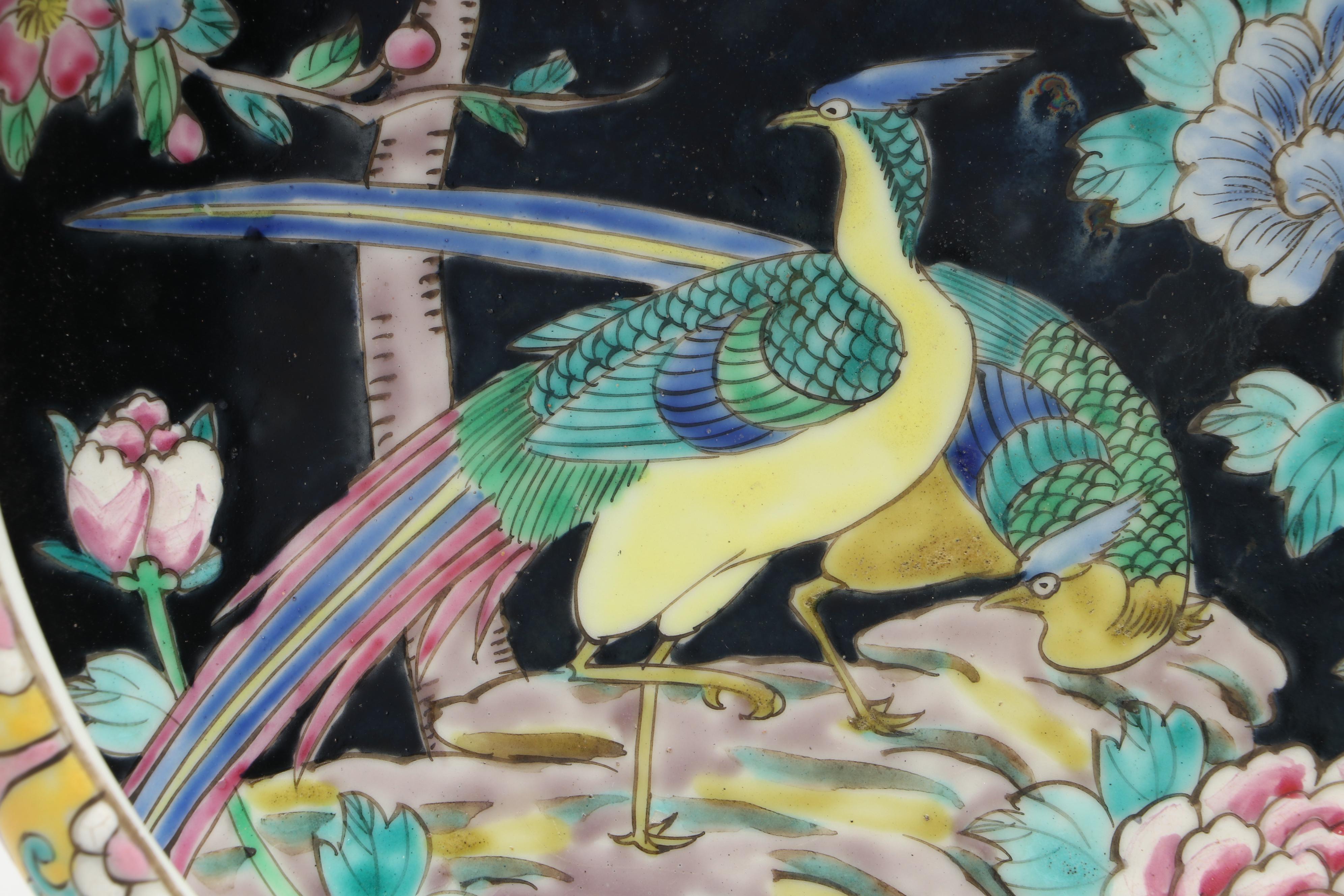 Japanese Export Famille Noir Ceramic Bowl, Late 19th/ Early 20th Century