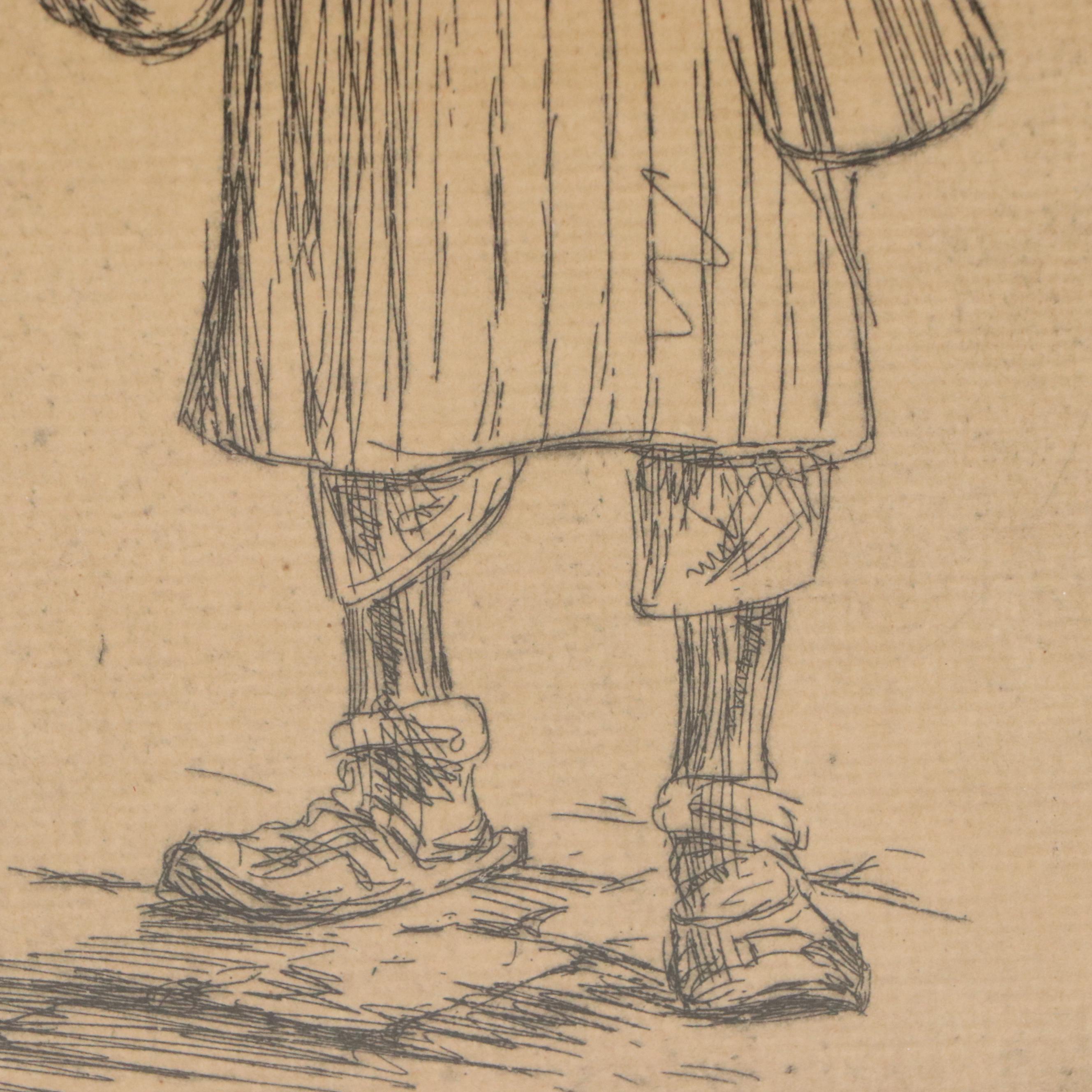 Meir Gur-Arie Figurative Etching "Tea Seller"