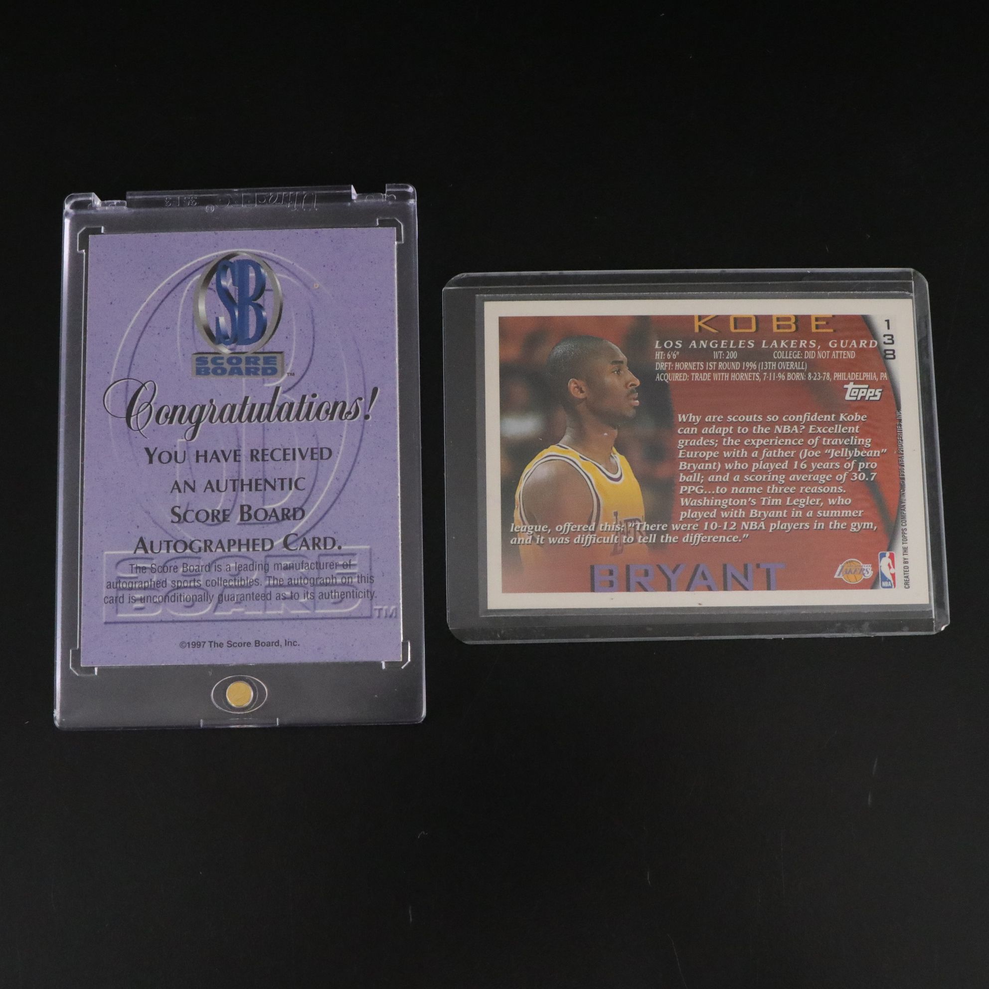 Kobe Bryant Card Collection Featuring 1997 Signed Card