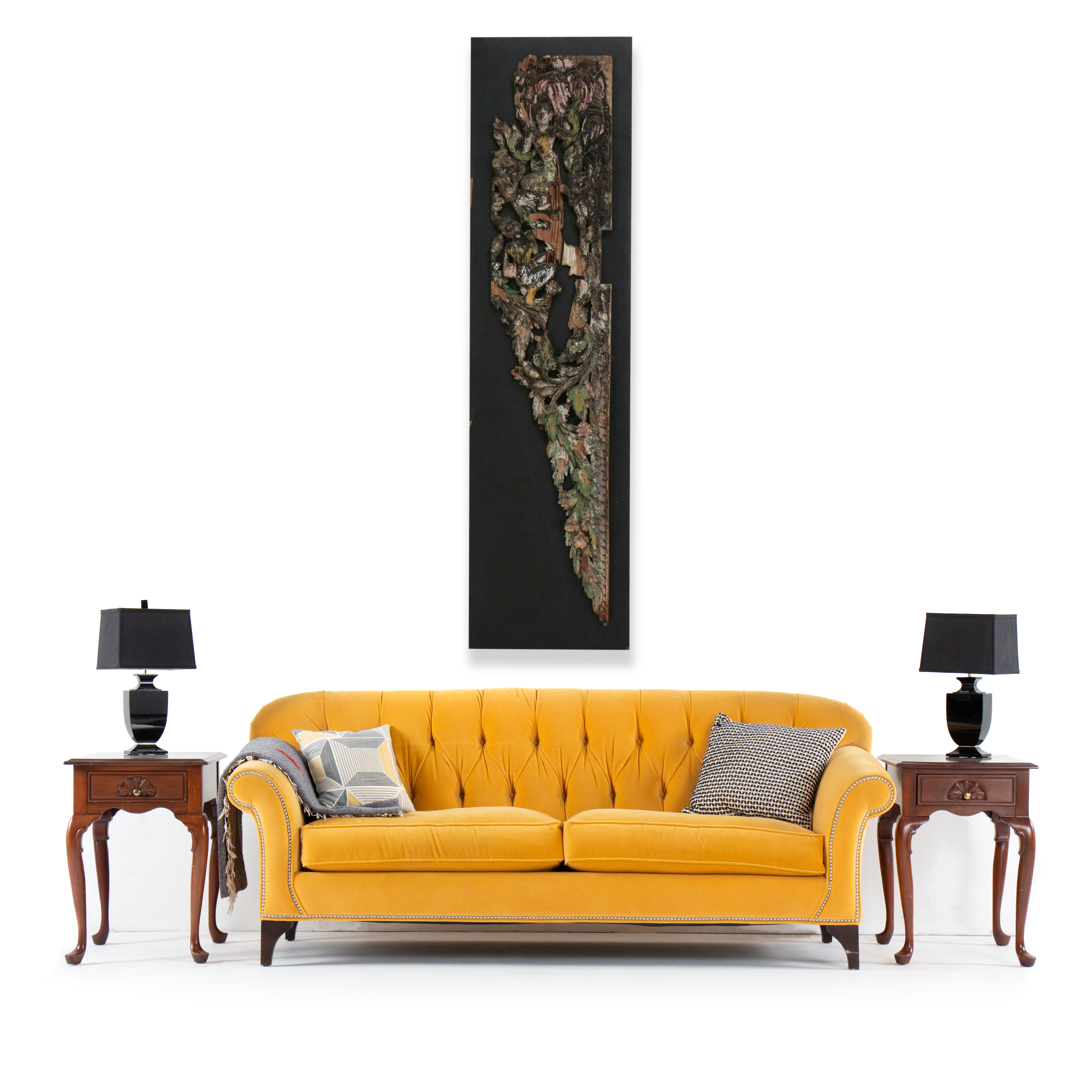 Thai Style Polychrome Carved Wood Temple Carving Architectural Salvage