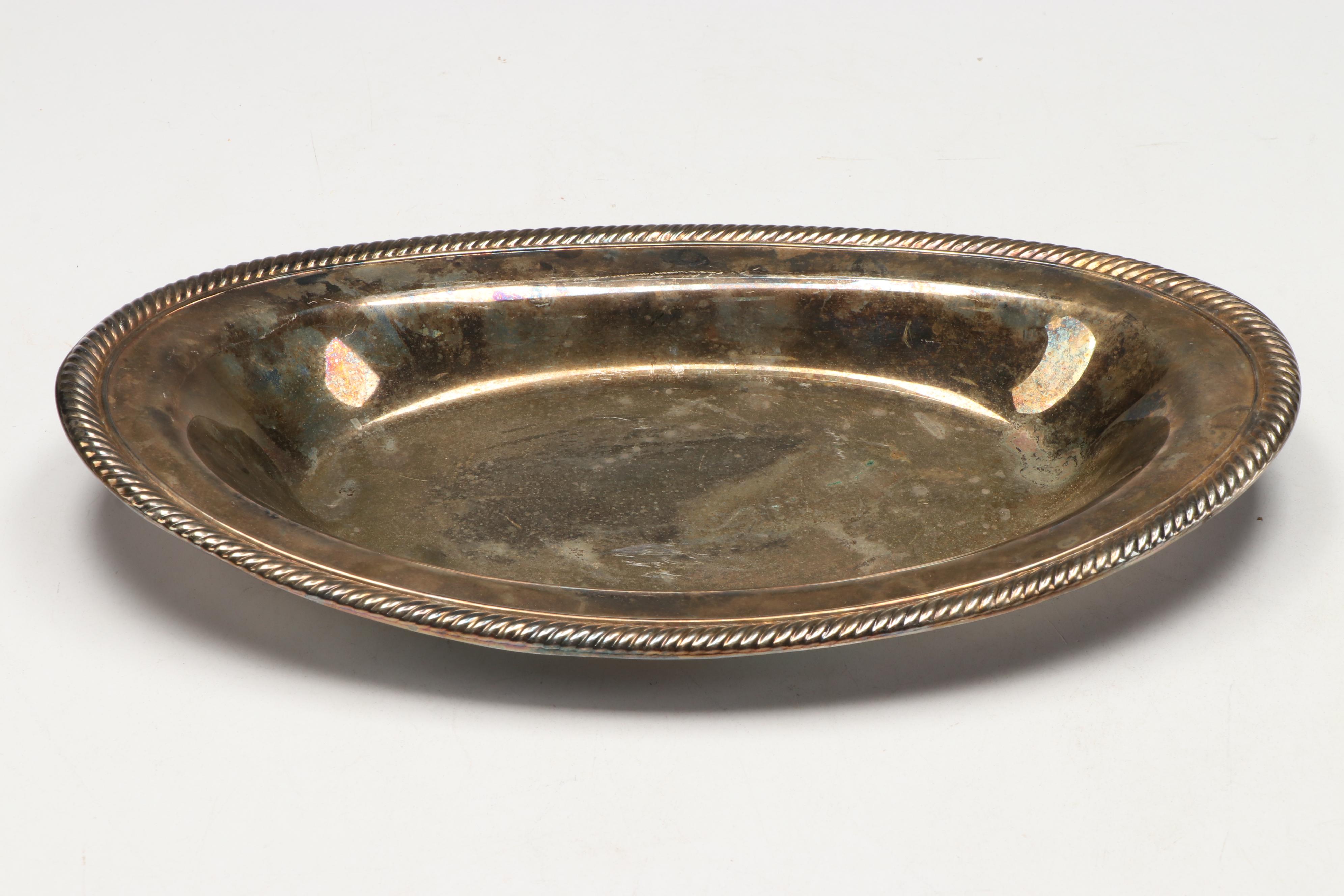 Aesthetic Movement Style Tray with Other Silver Plate Serving Pieces
