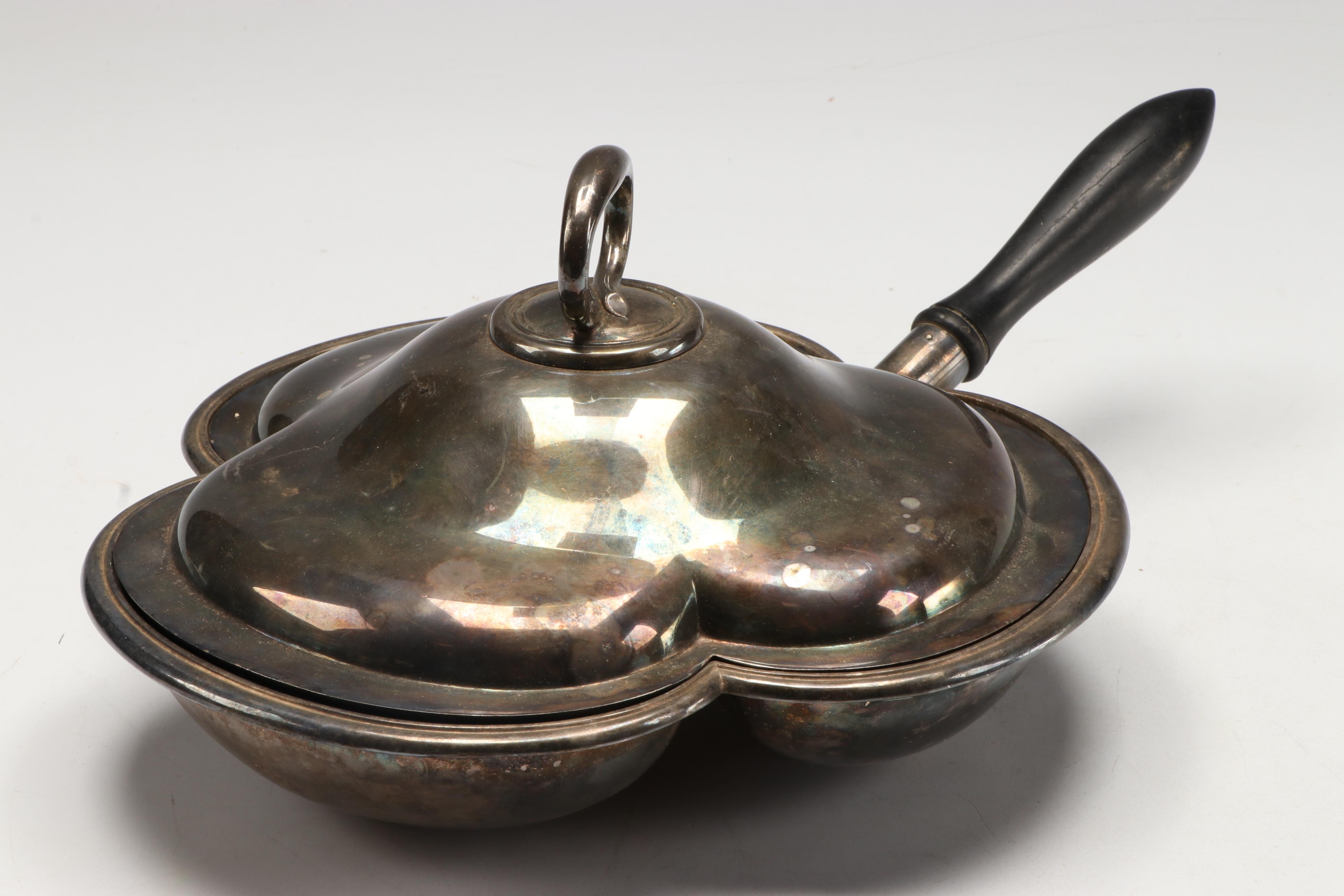 Aesthetic Movement Style Tray with Other Silver Plate Serving Pieces