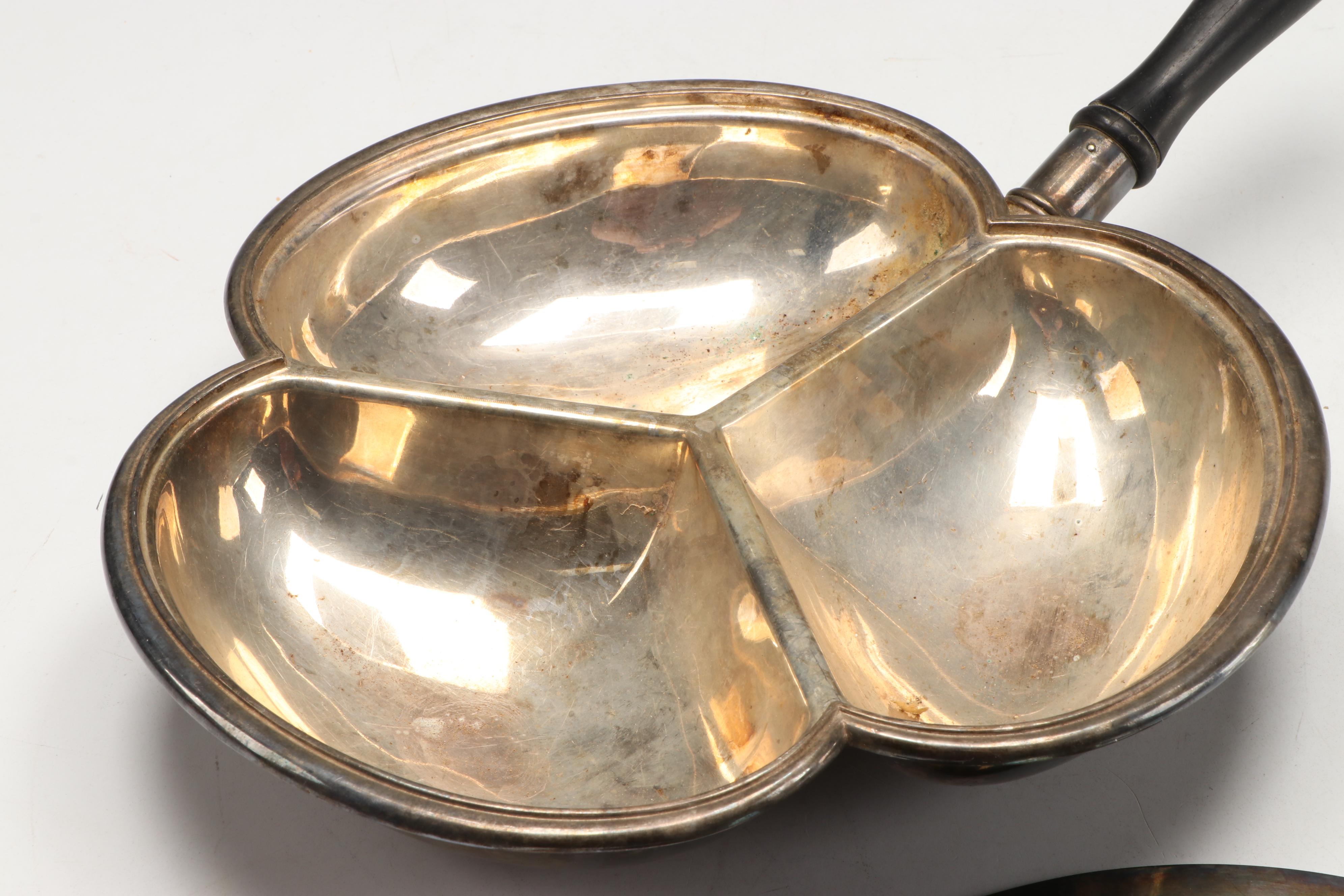 Aesthetic Movement Style Tray with Other Silver Plate Serving Pieces