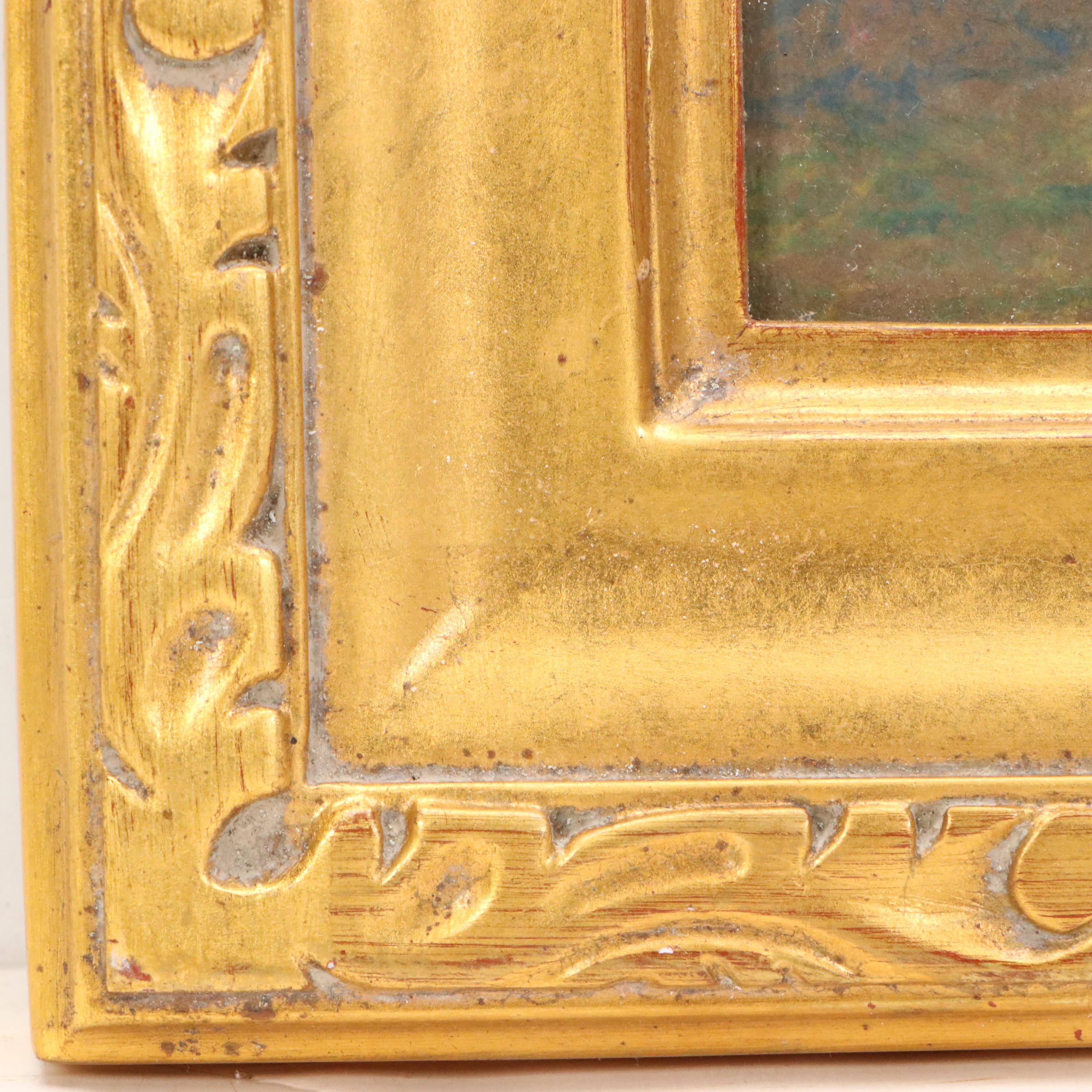 European Farmhouse Landscape Pastel Drawing, Circa 1910