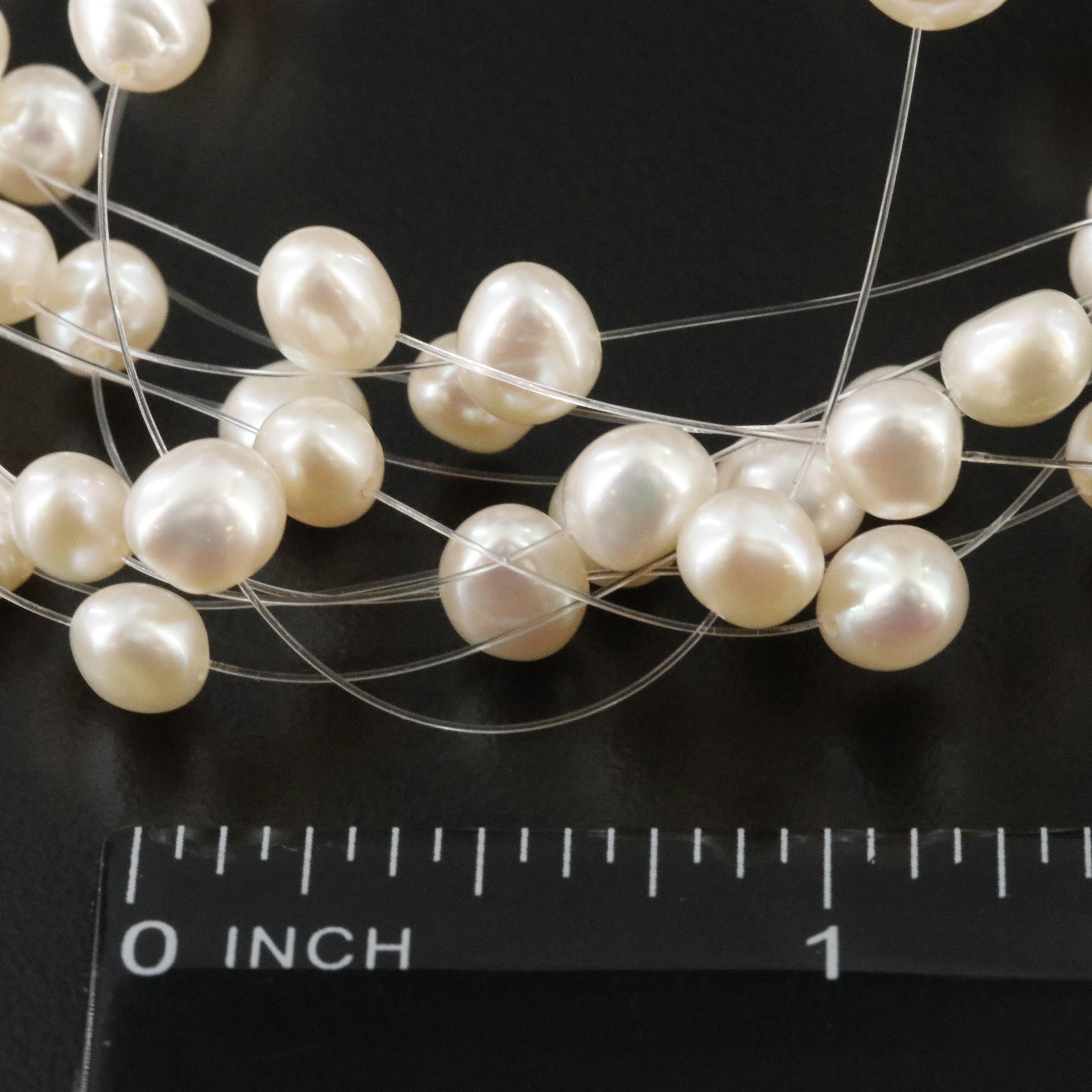 Sterling Floating Pearl Necklace