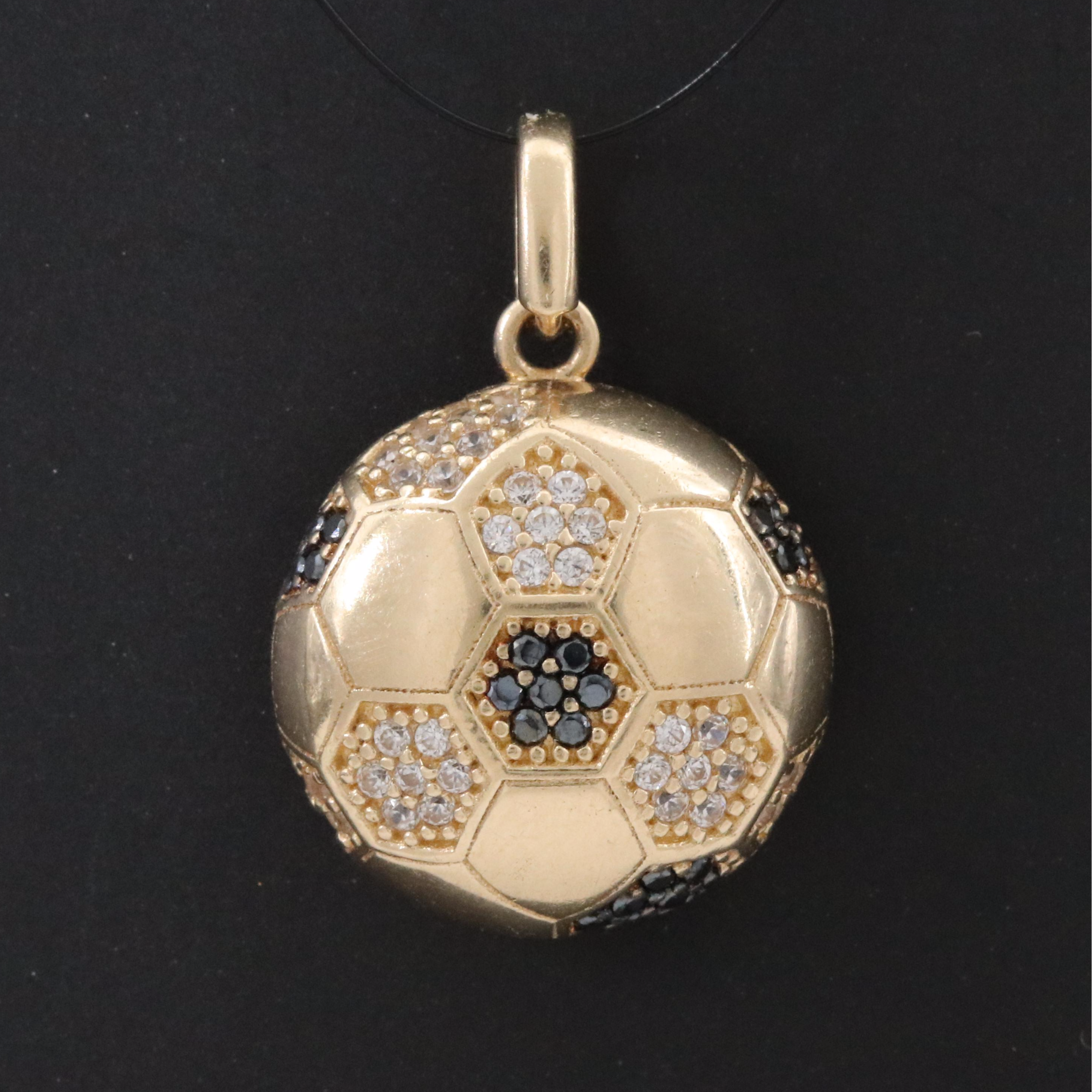 14K CZ Soccer Ball Pendant