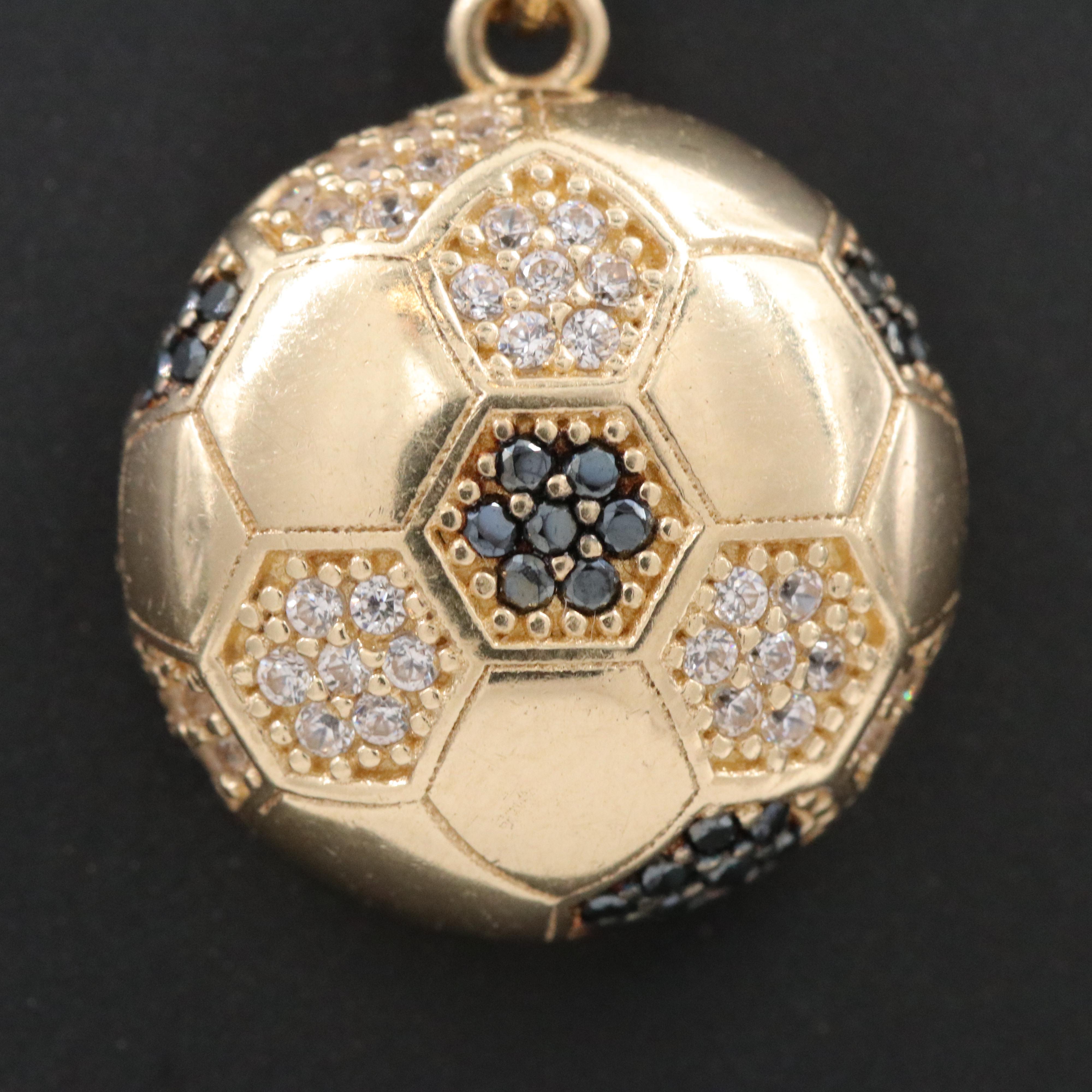 14K CZ Soccer Ball Pendant
