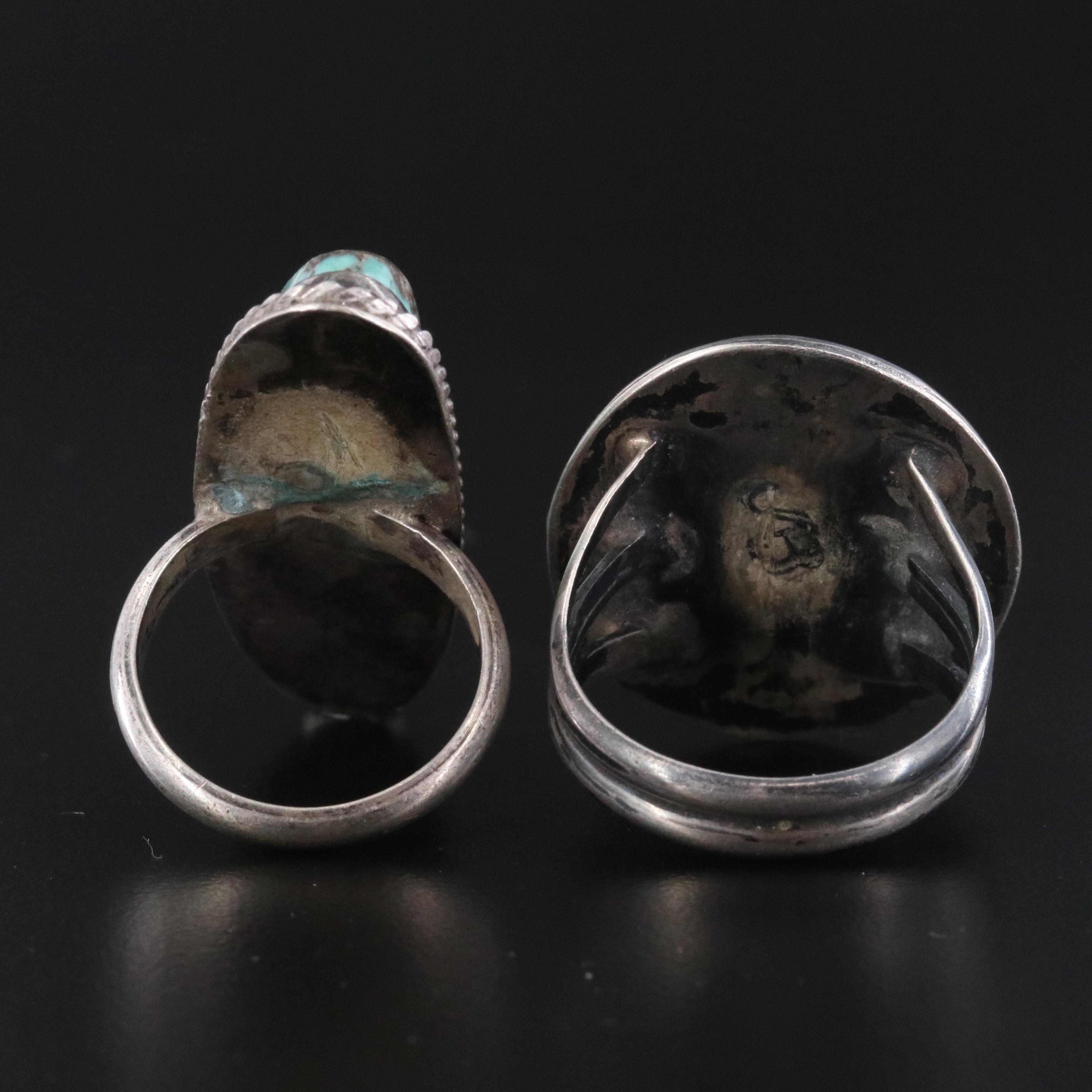 Southwestern Sterling Turquoise Rings Including Signed
