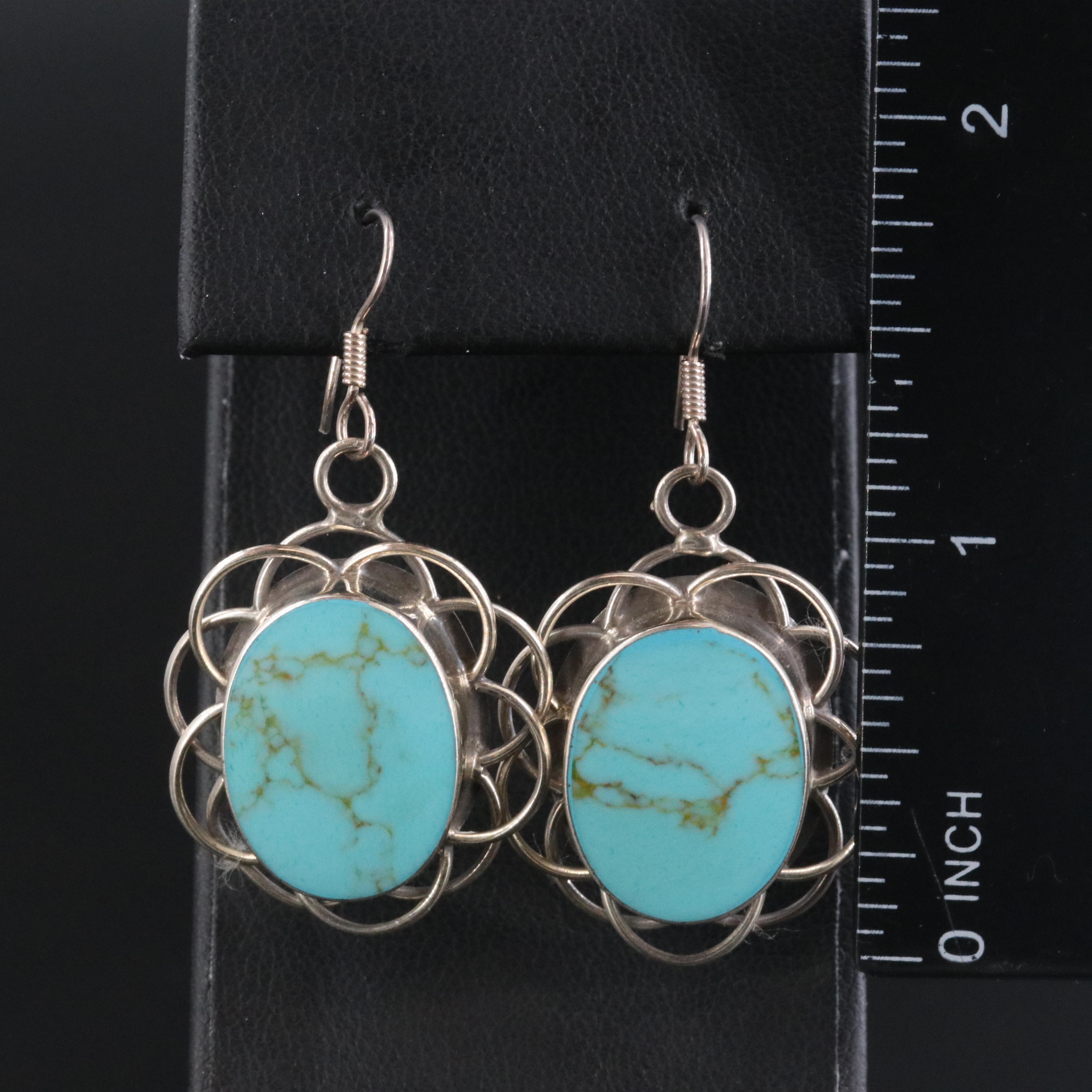 Southwestern Sterling Faux Turquoise Earrings