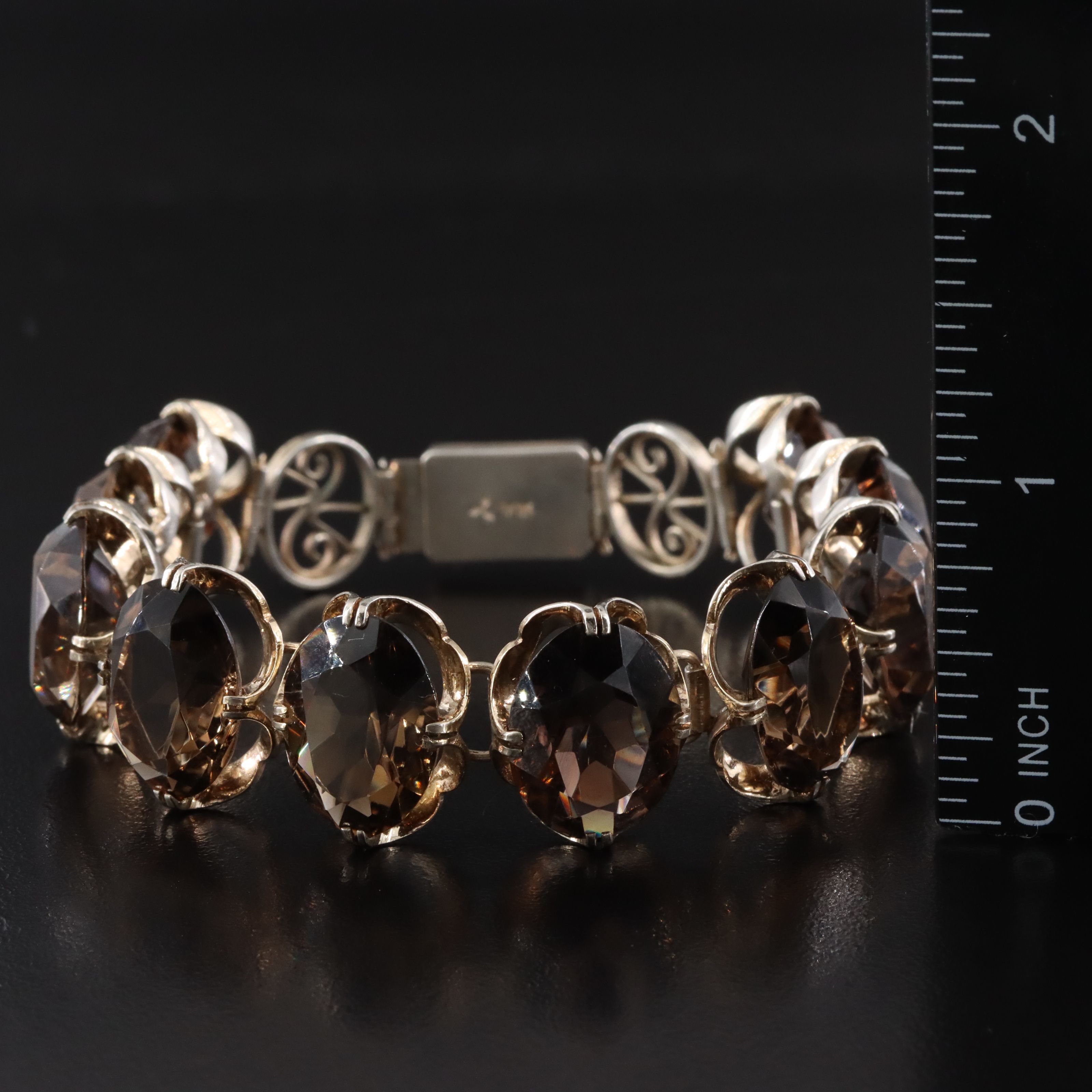 Antique 800 Silver Smoky Quartz Bracelet
