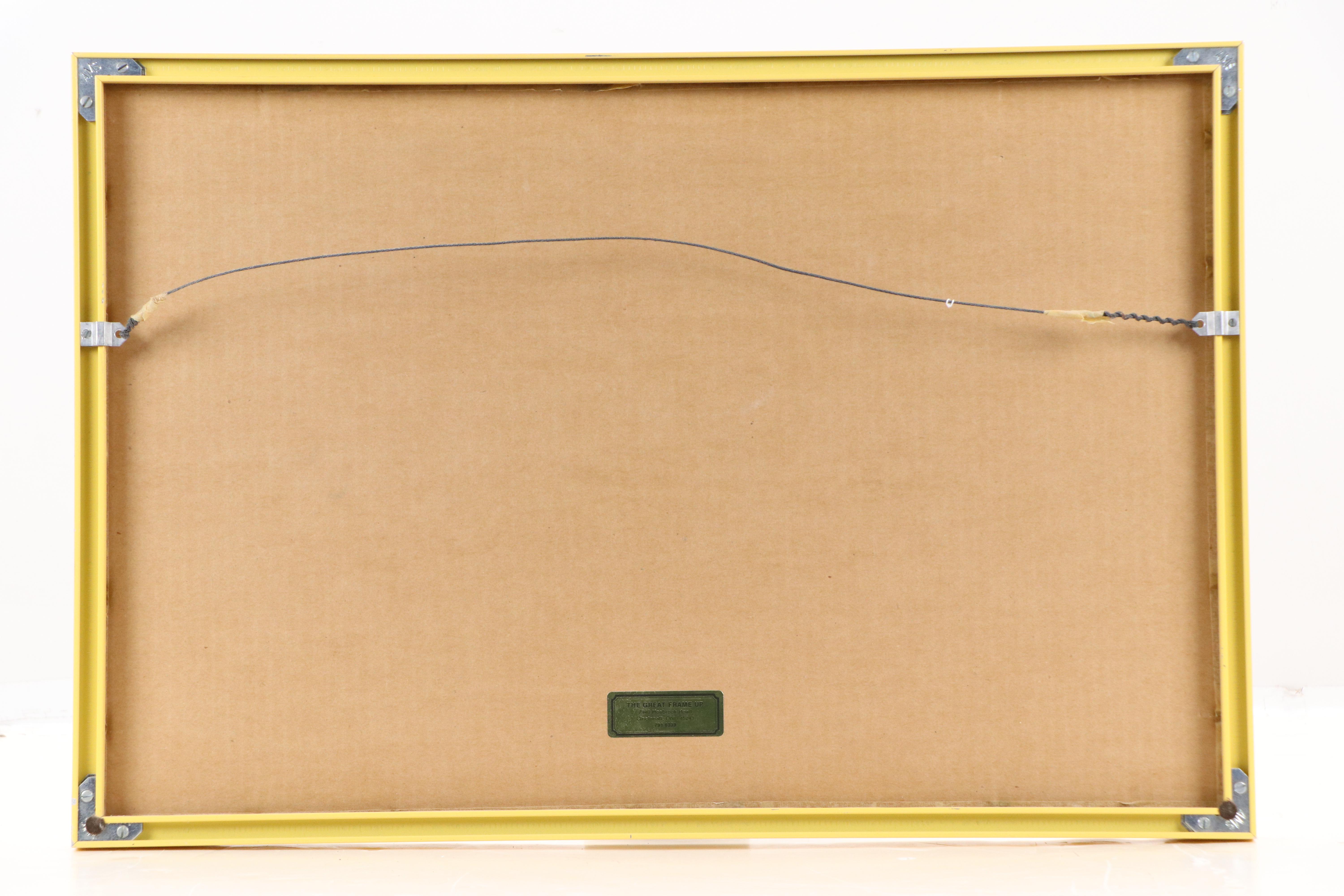 A. Minguet Offset Lithograph "Fleurs au Rideau Bleu Dans...," Late 20th C.