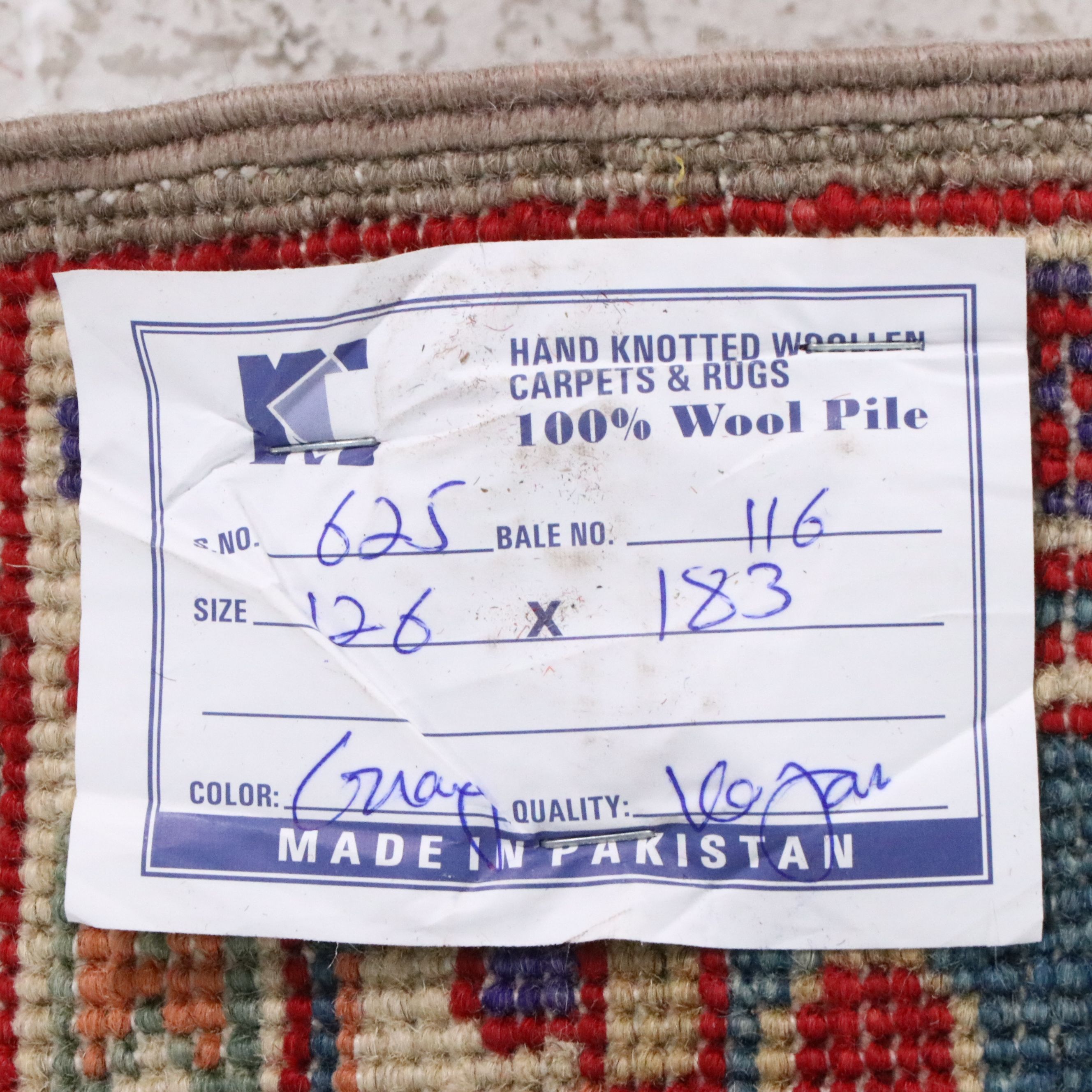 4'1 x 6' Hand-Knotted Pakistani Kazak Area Rug