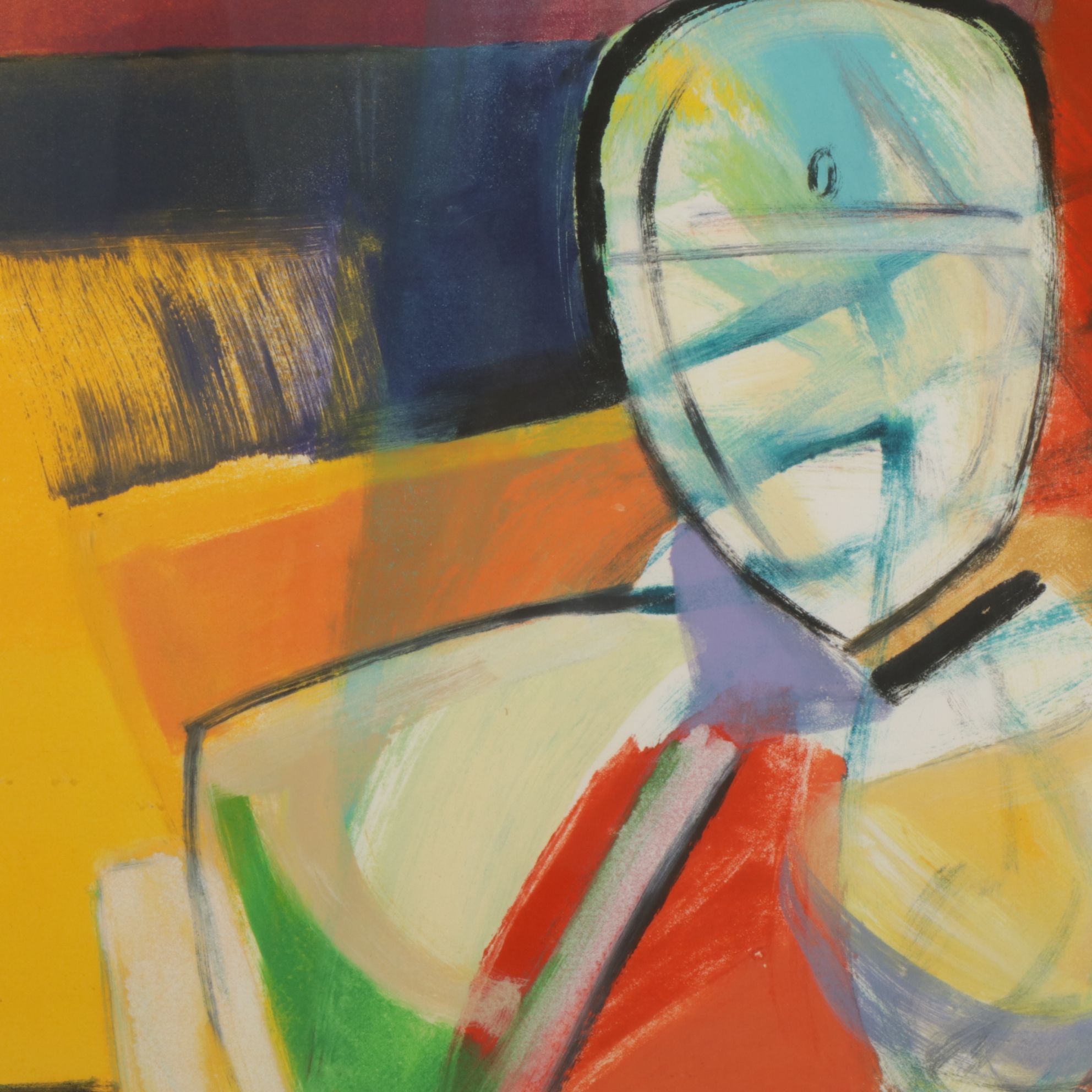 Janet O'Neal Abstract Expressionist Monoprint Portrait "Seat of the Soul"