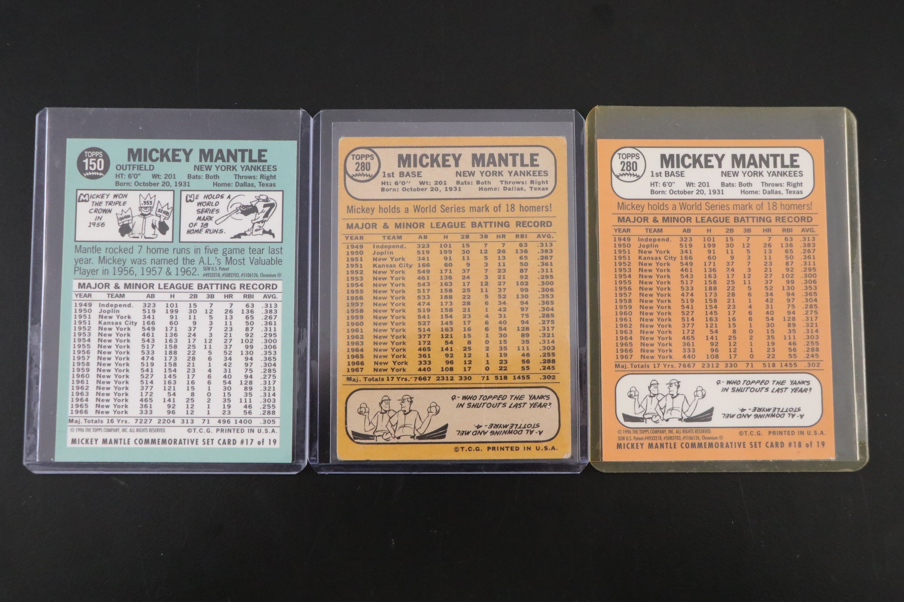 Topps Baseball Card Collection Featuring Mickey Mantel & More