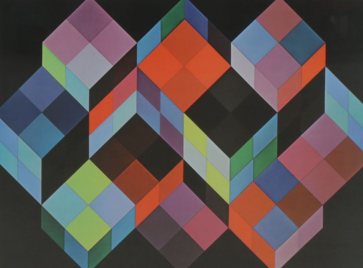 Offset Lithograph After Victor Vasarely "Tridim-KK", Late 20th Century