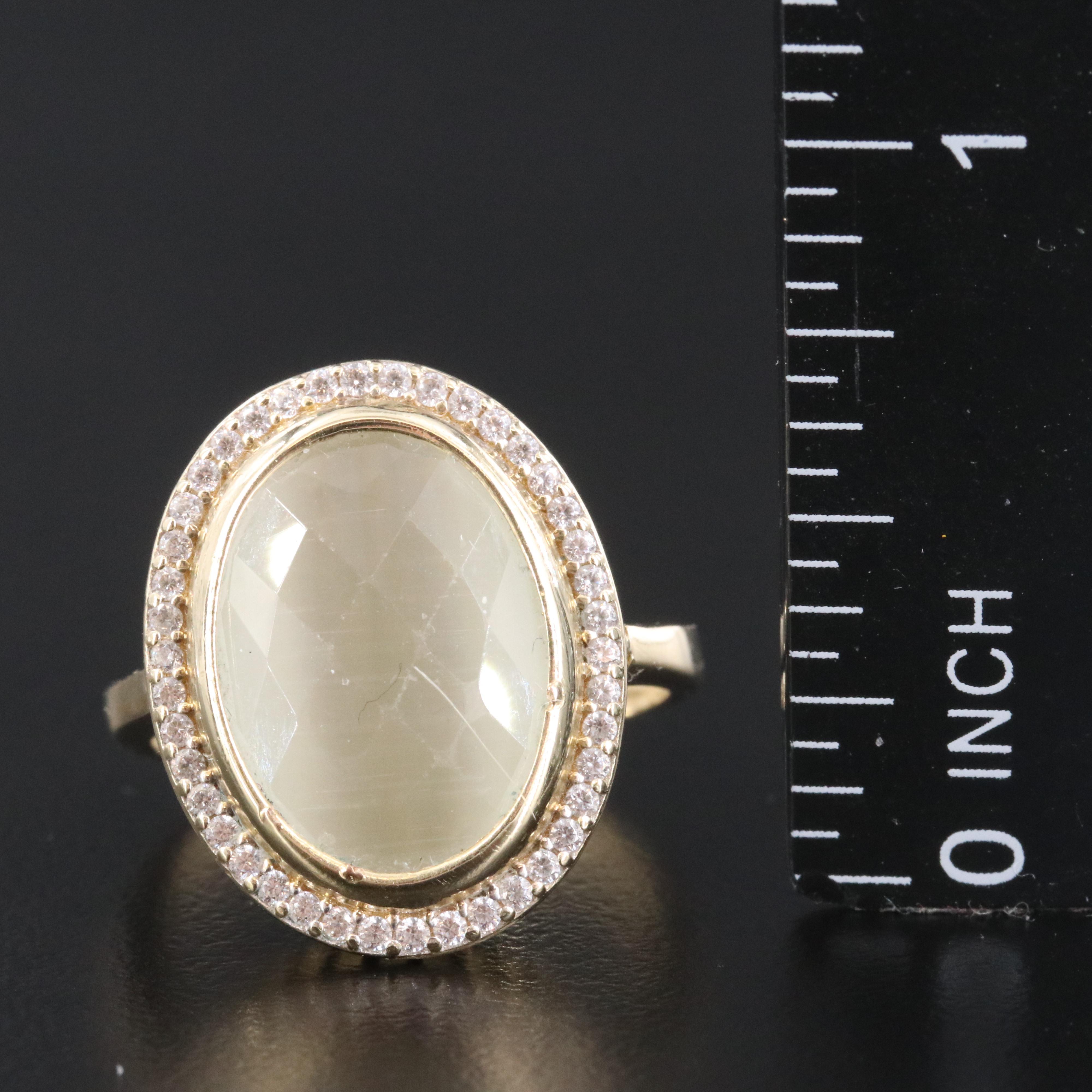 14K Moonstone and CZ Ring