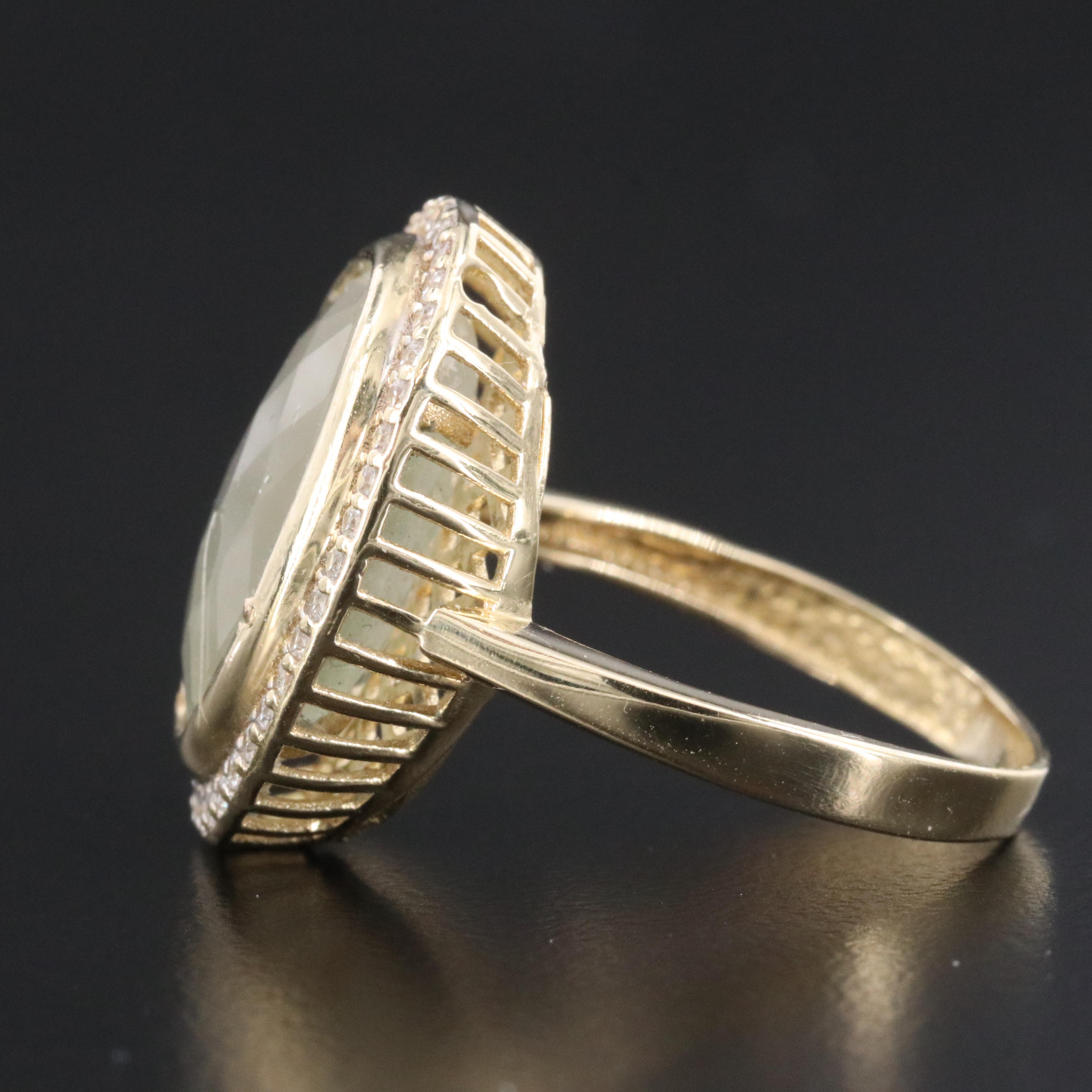 14K Moonstone and CZ Ring