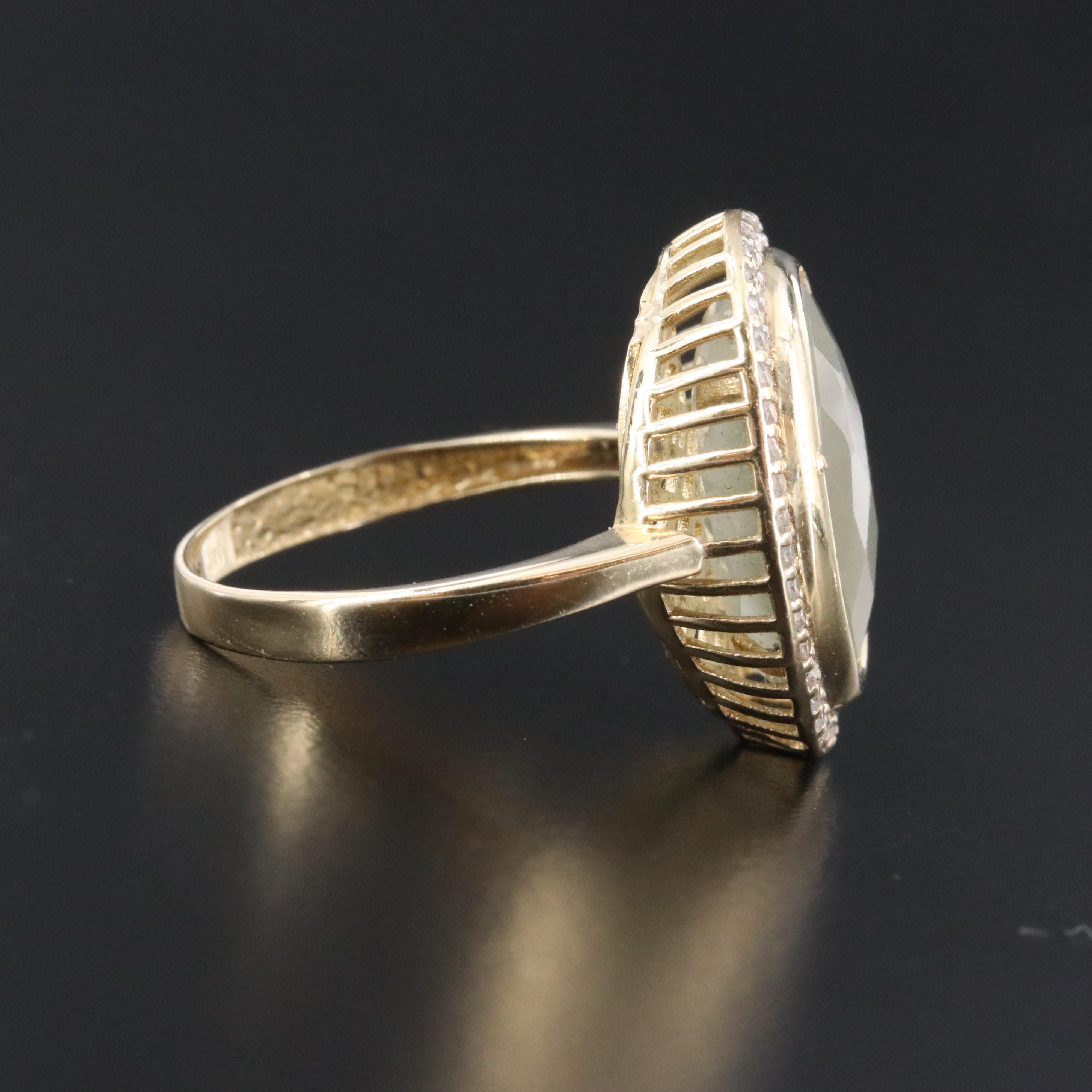 14K Moonstone and CZ Ring