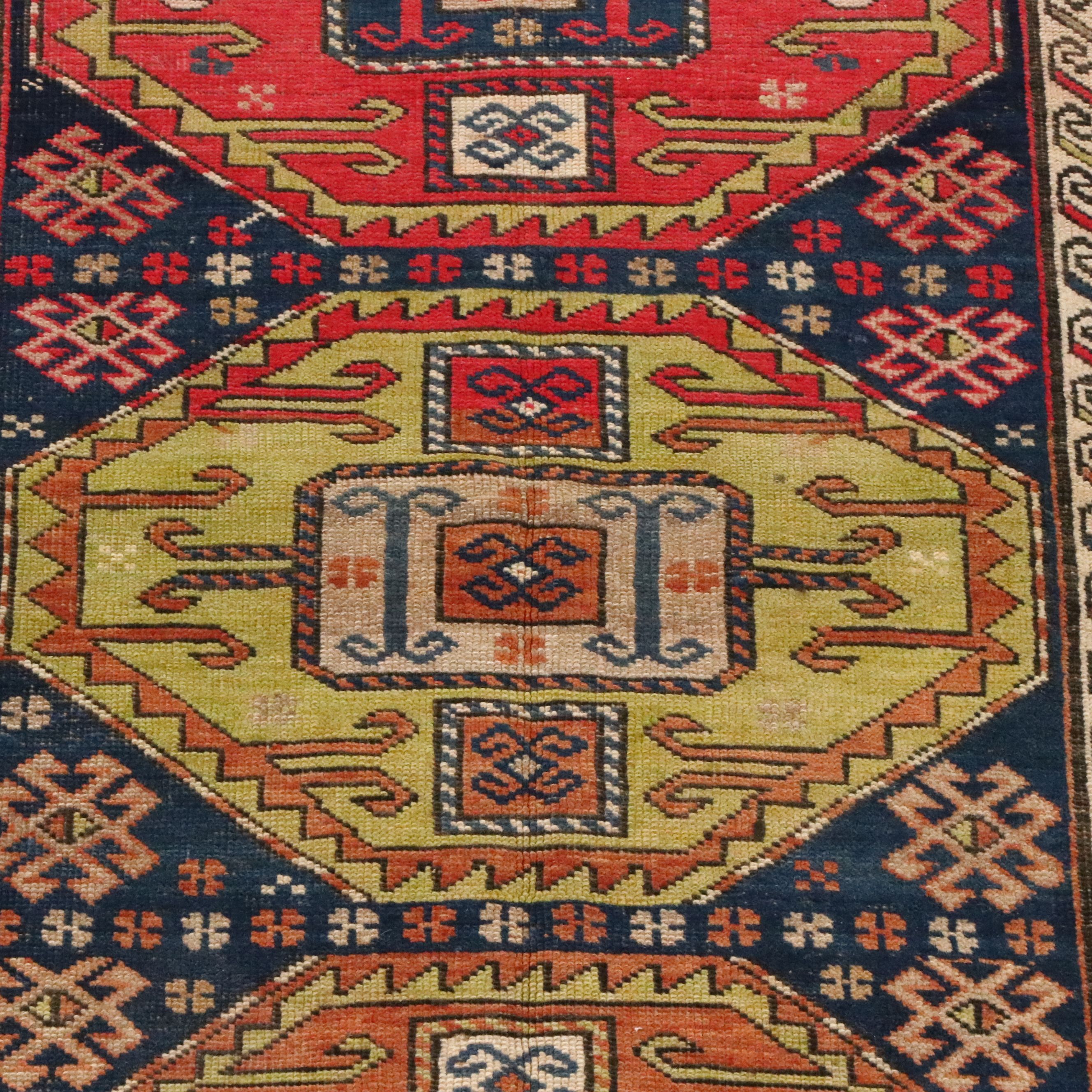3'9 x 7'2 Hand-Knotted Caucasian Kazak Area Rug