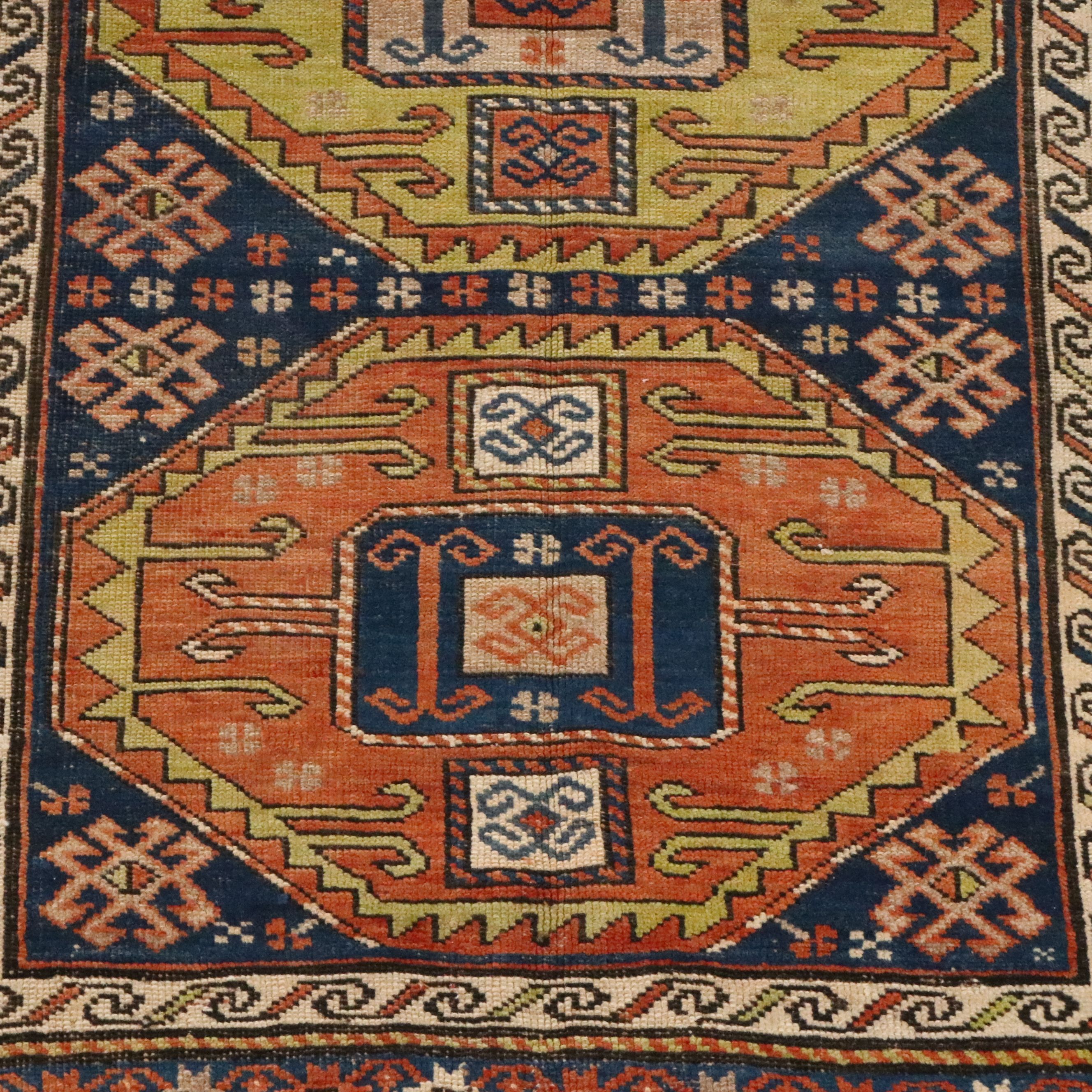 3'9 x 7'2 Hand-Knotted Caucasian Kazak Area Rug