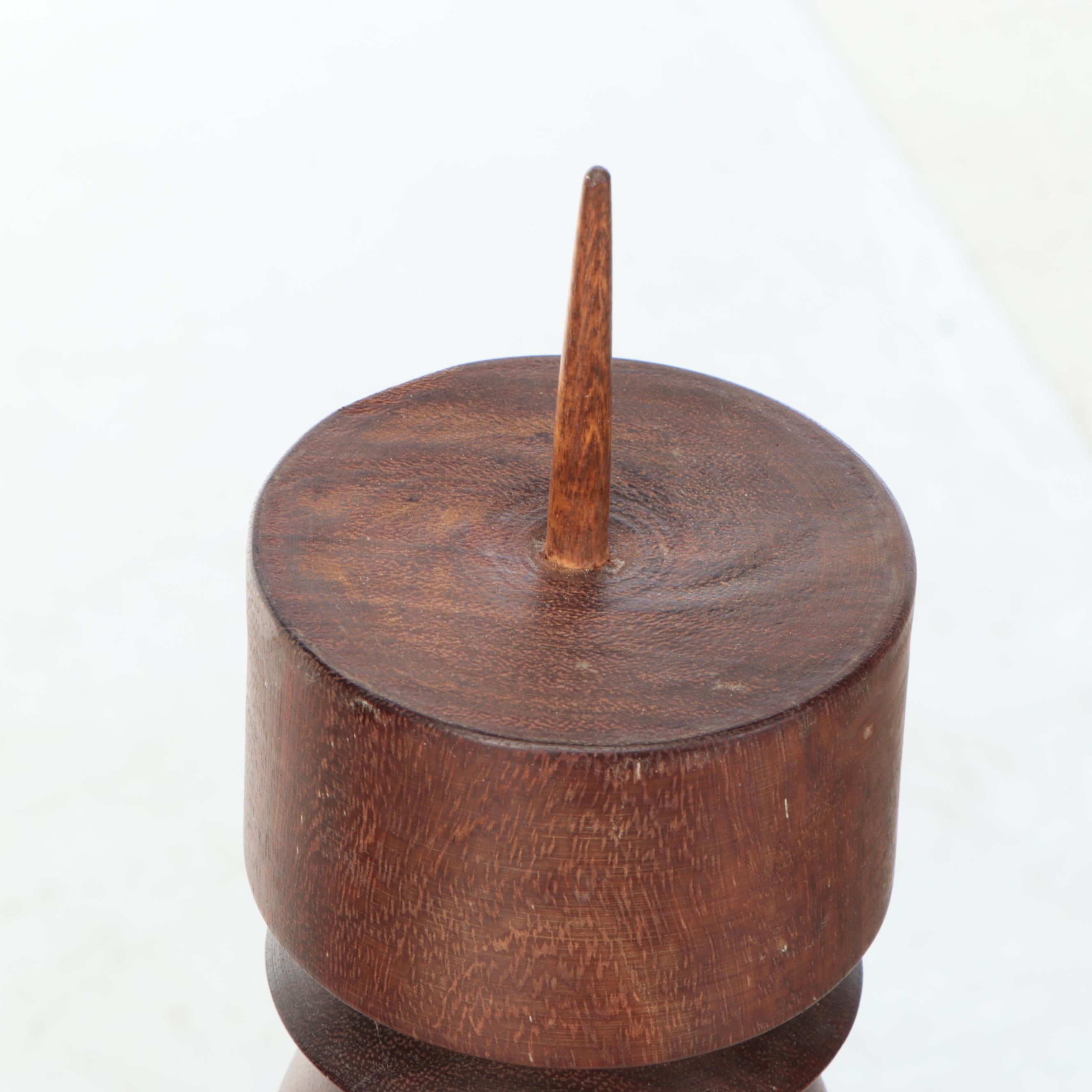 Segmented Wood Pillar Candle Holder and Turned Wood Candle Pricket