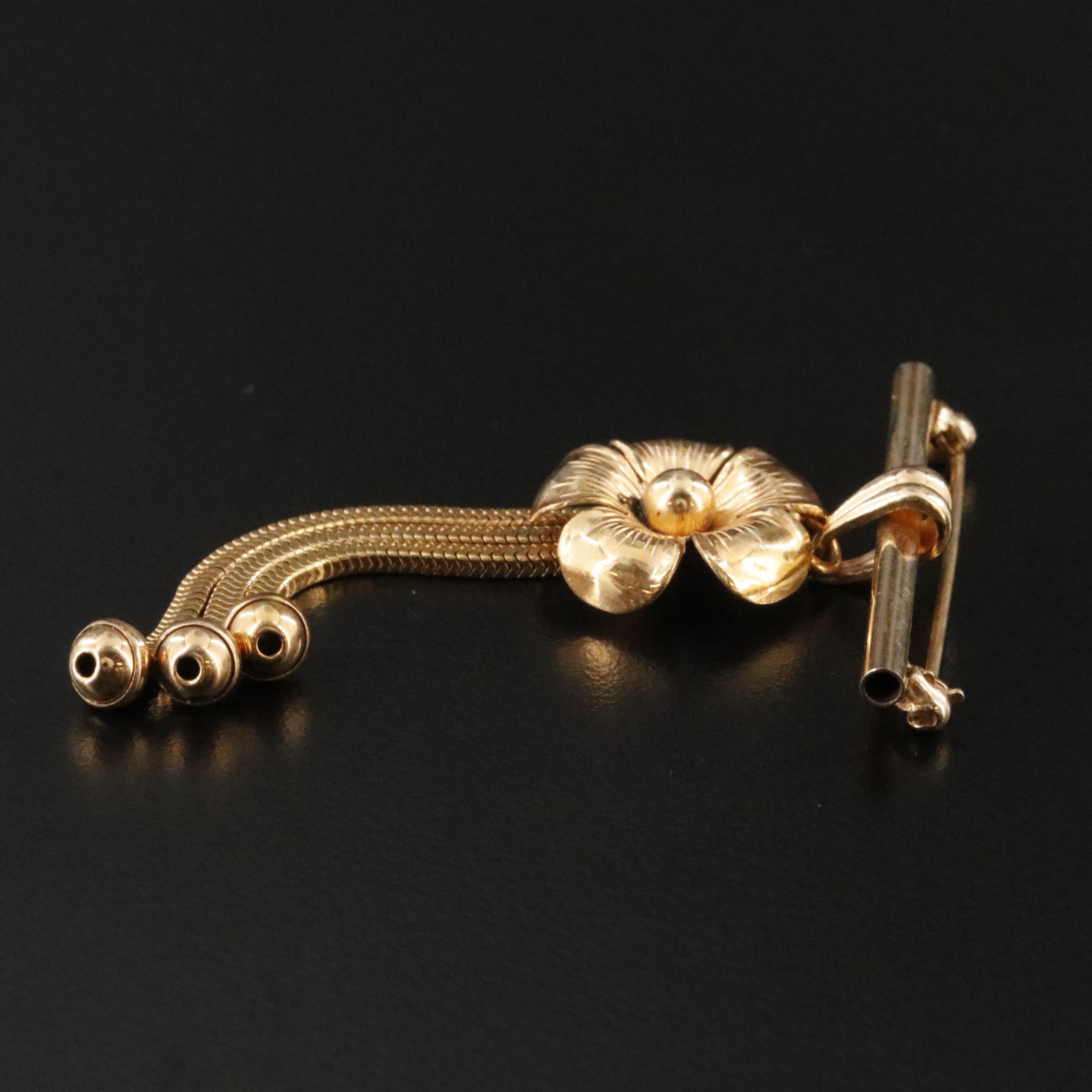 Vintage 10K Floral Tassel Brooch