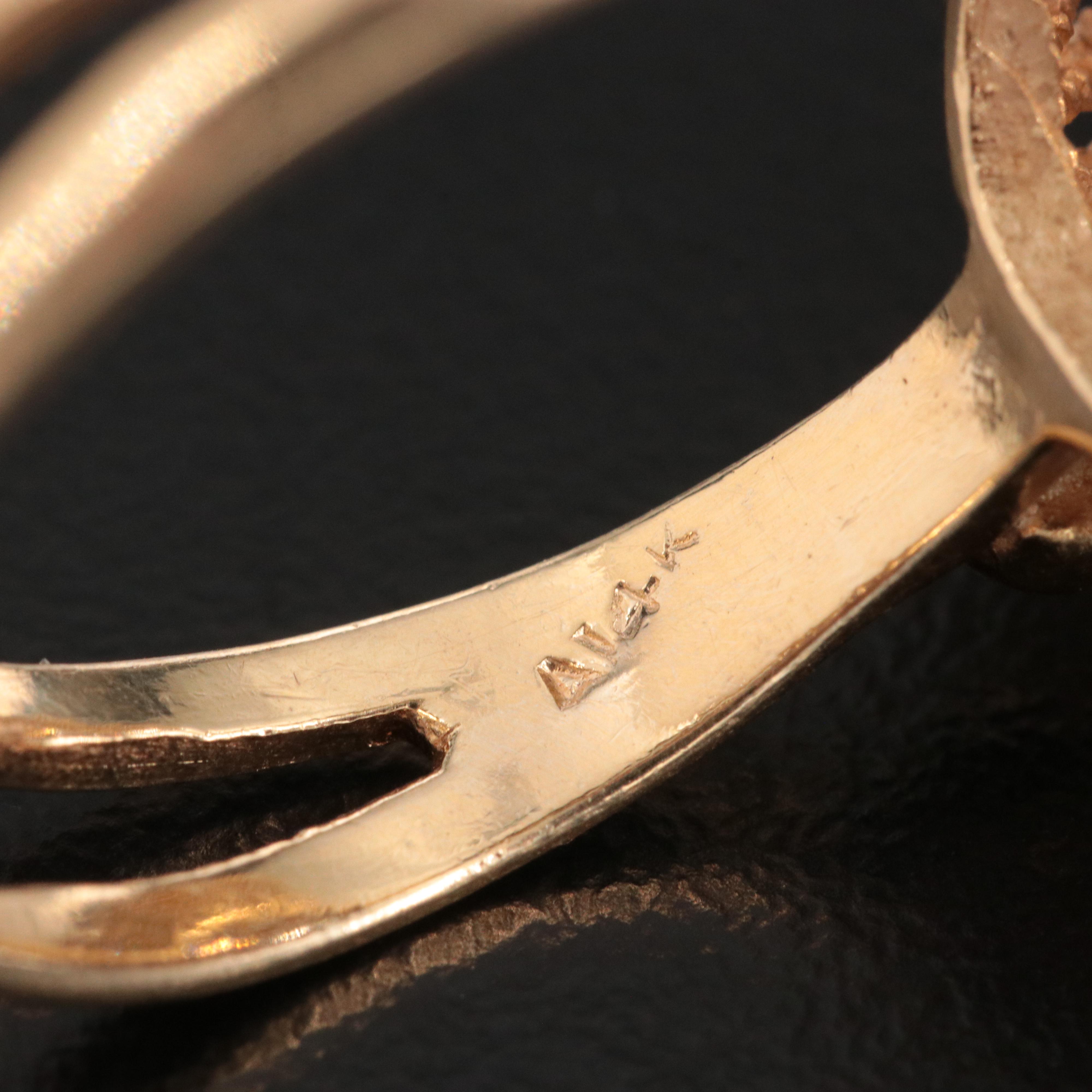 14K 34.00 CT Smoky Quartz Filigree Ring