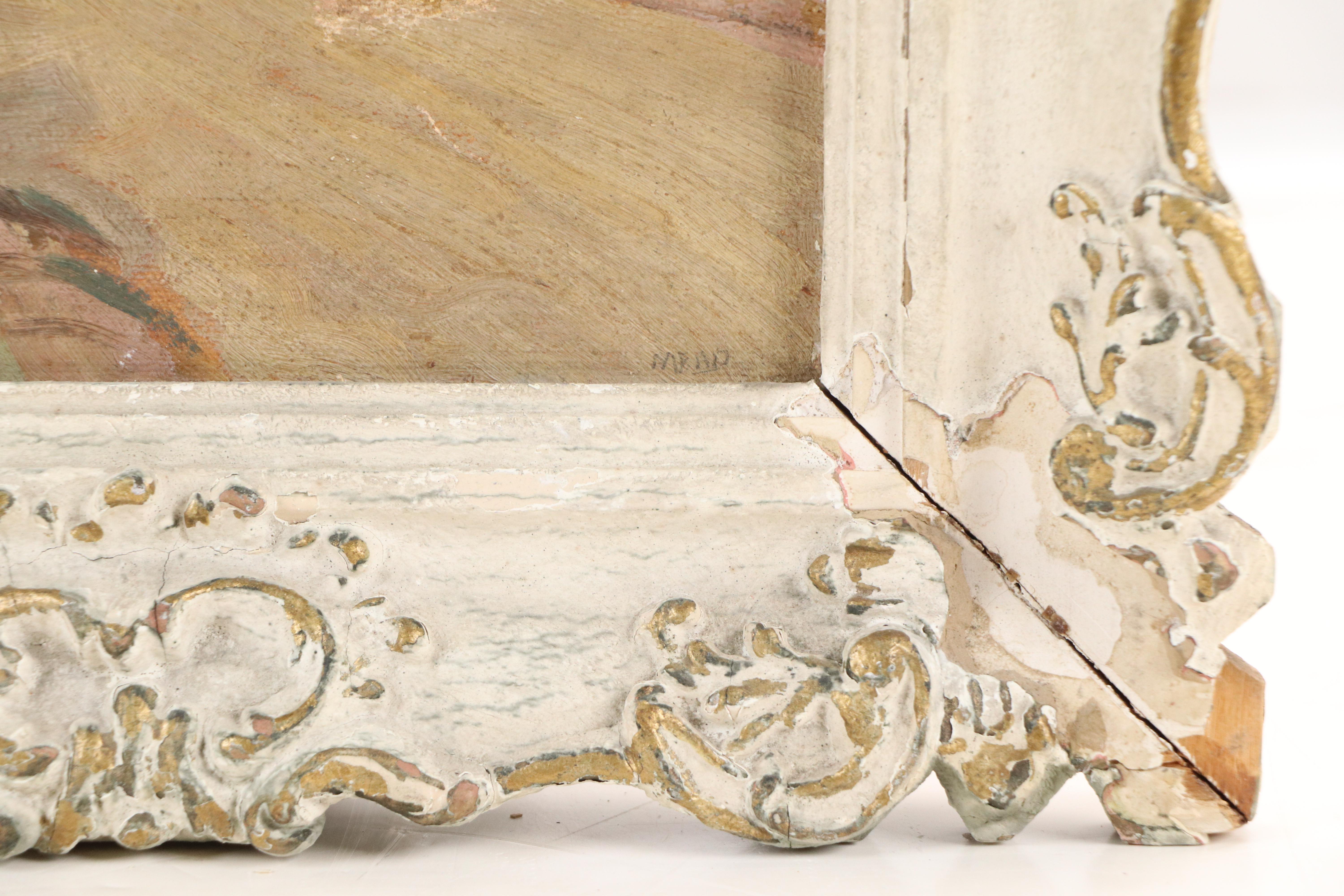 Oil Painting of New England Style Small Town Corner, 20th C.