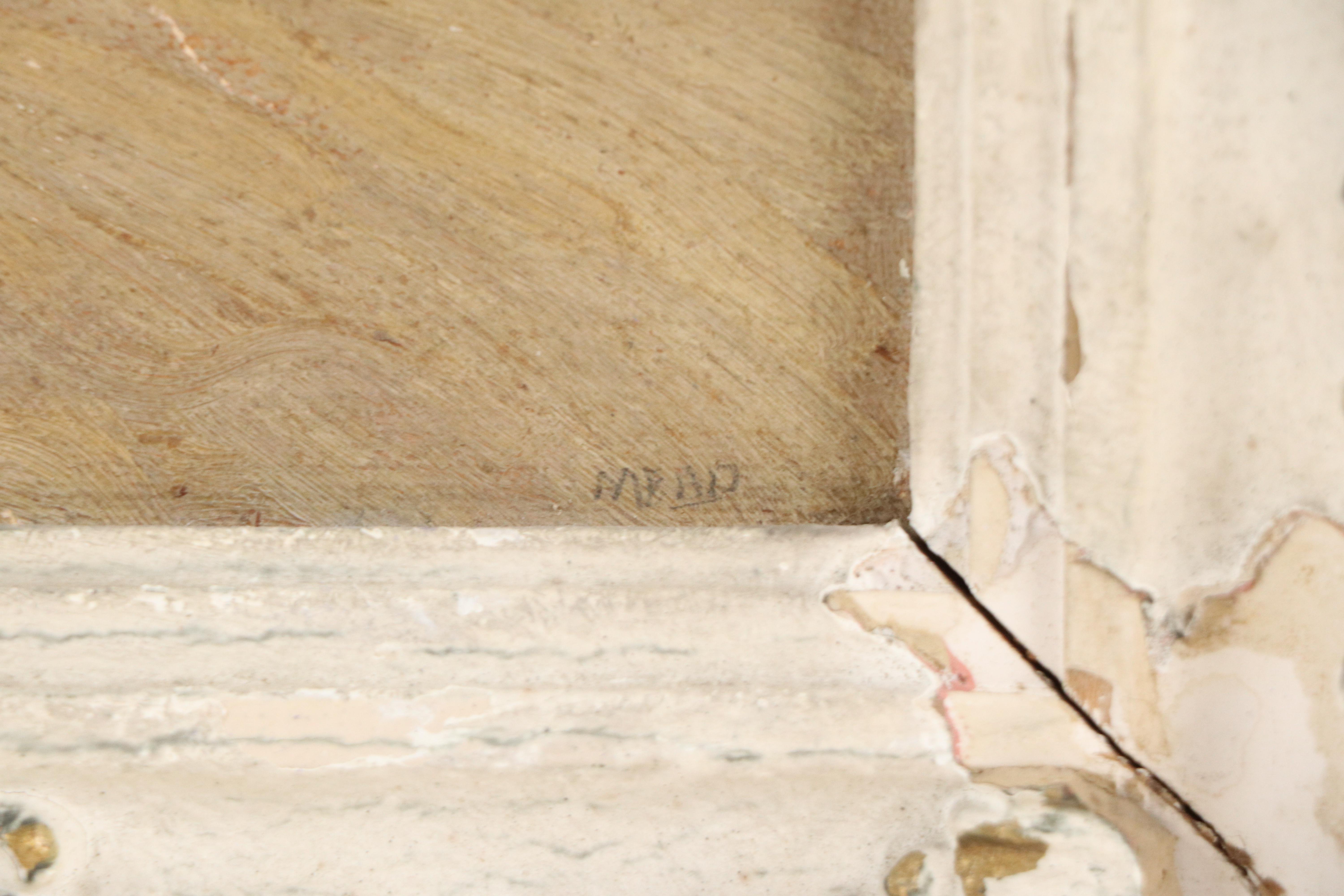 Oil Painting of New England Style Small Town Corner, 20th C.