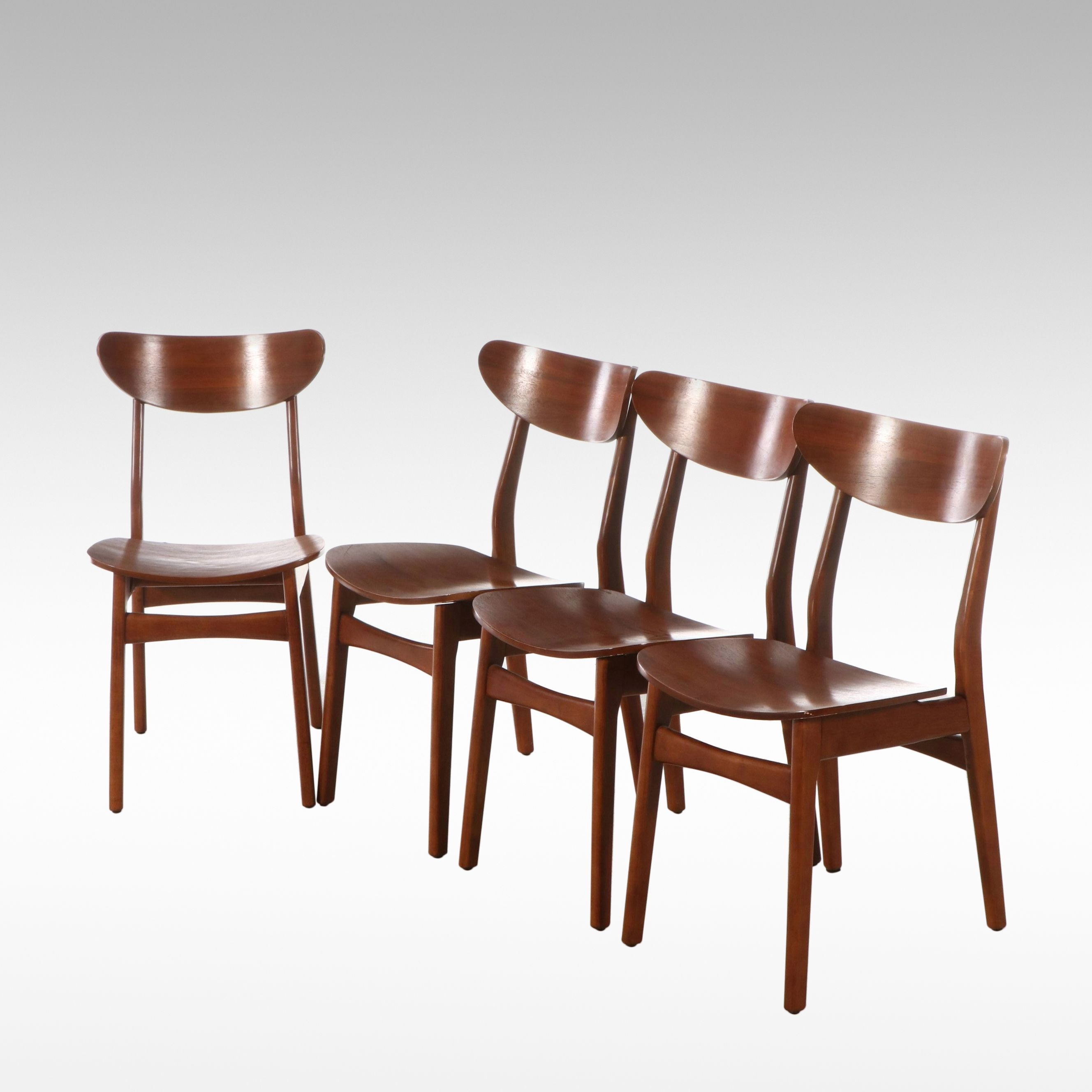 Set of Four West Elm "Classic Café" Rubberwood Dining Chairs, 2019