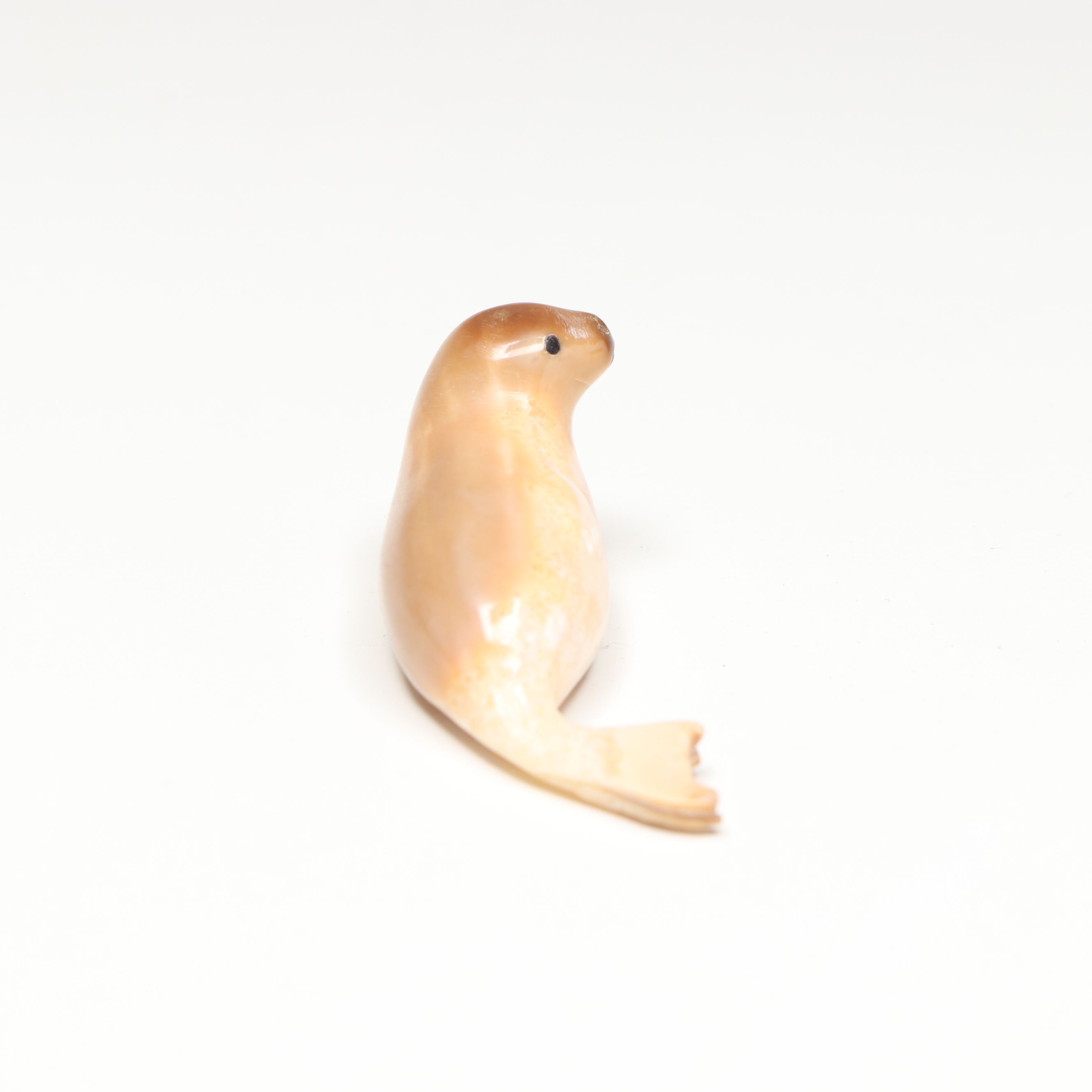 Inuit Carved Fossilized Walrus Ivory Seal