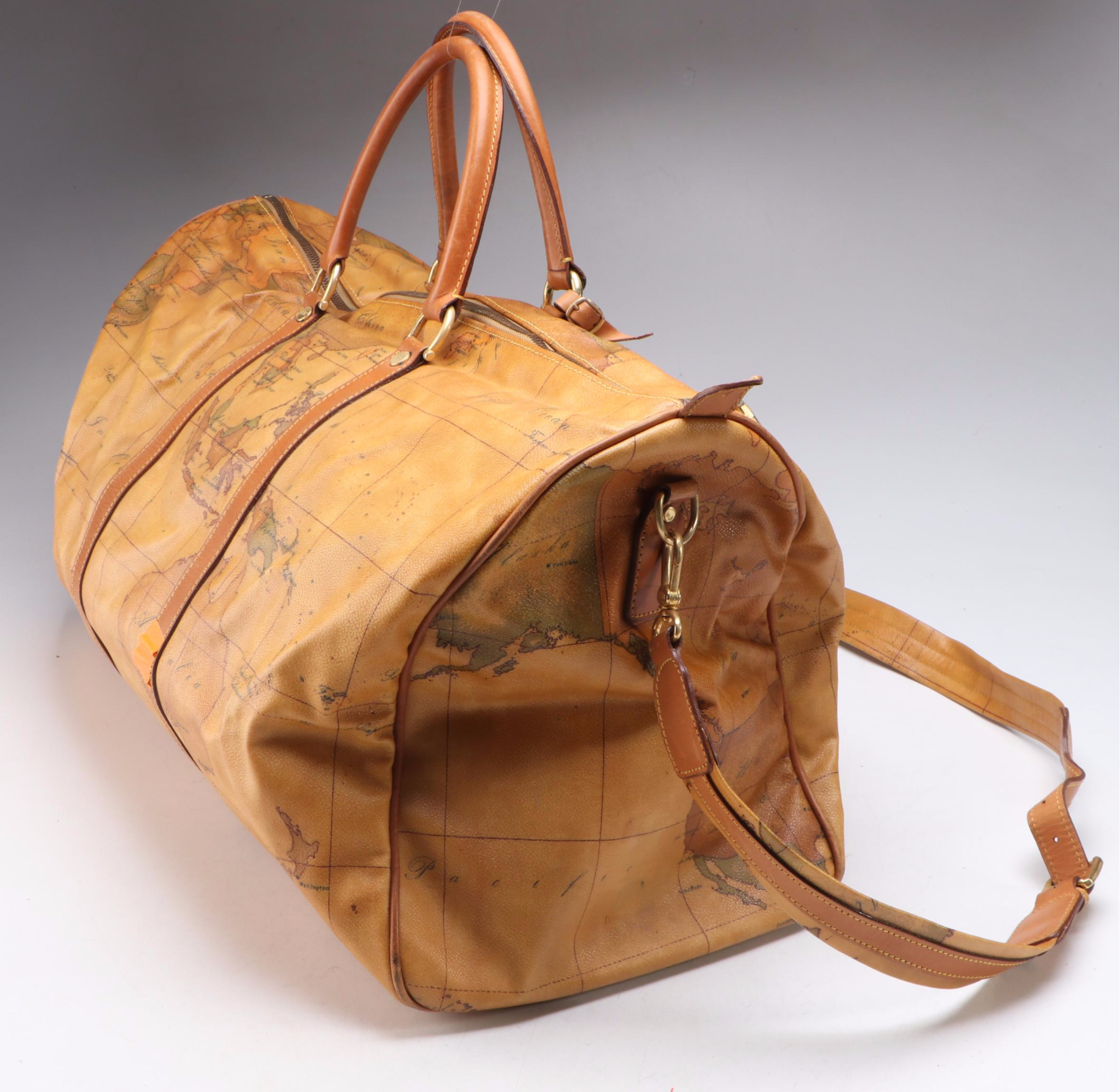 Alviero Martini 1ª Classe Large Travel Duffle in Geo Print Coated Canvas