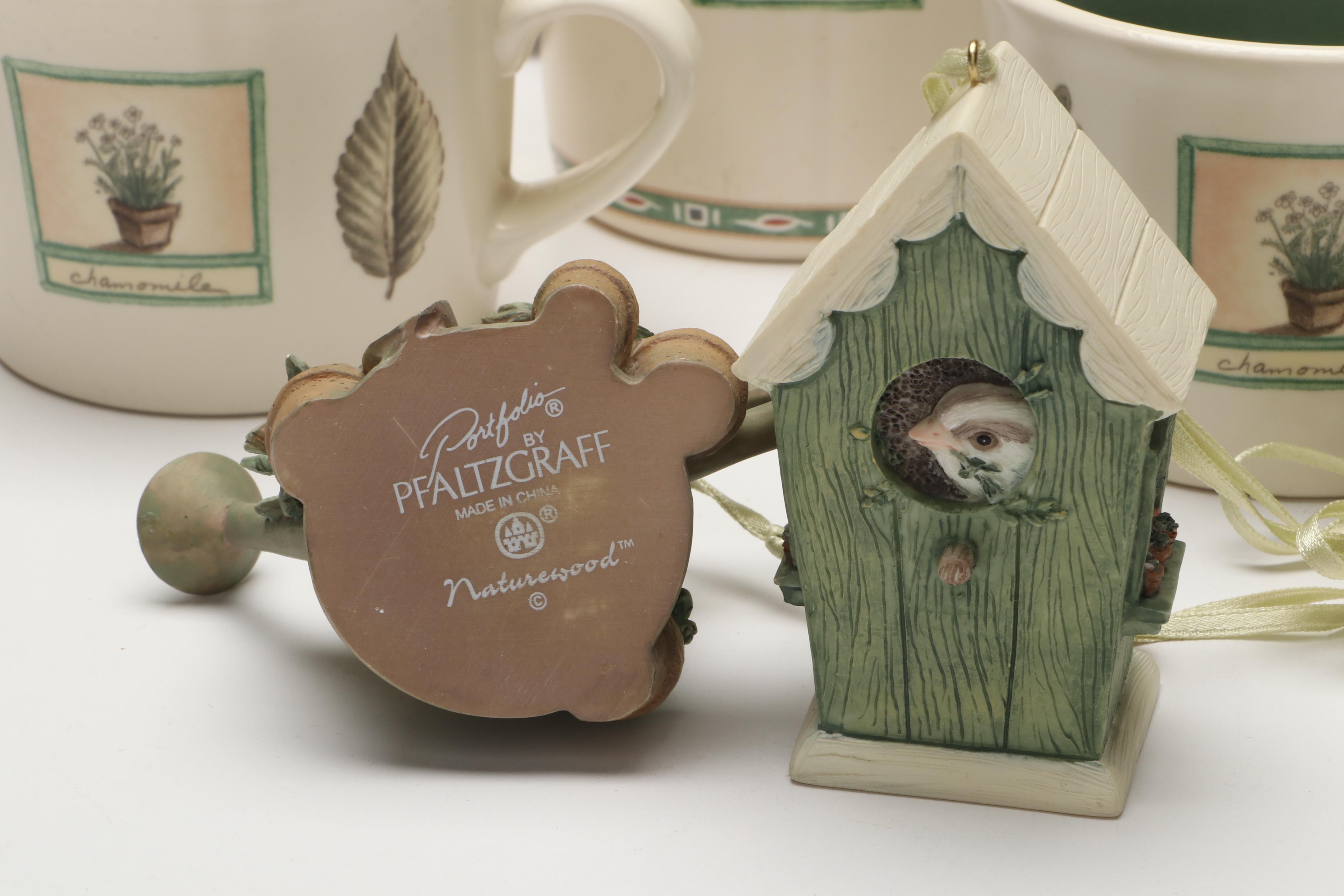 Pfaltzgraff "Naturewood" Birdhouse Cookie Jar, Teapot, and Other Tableware