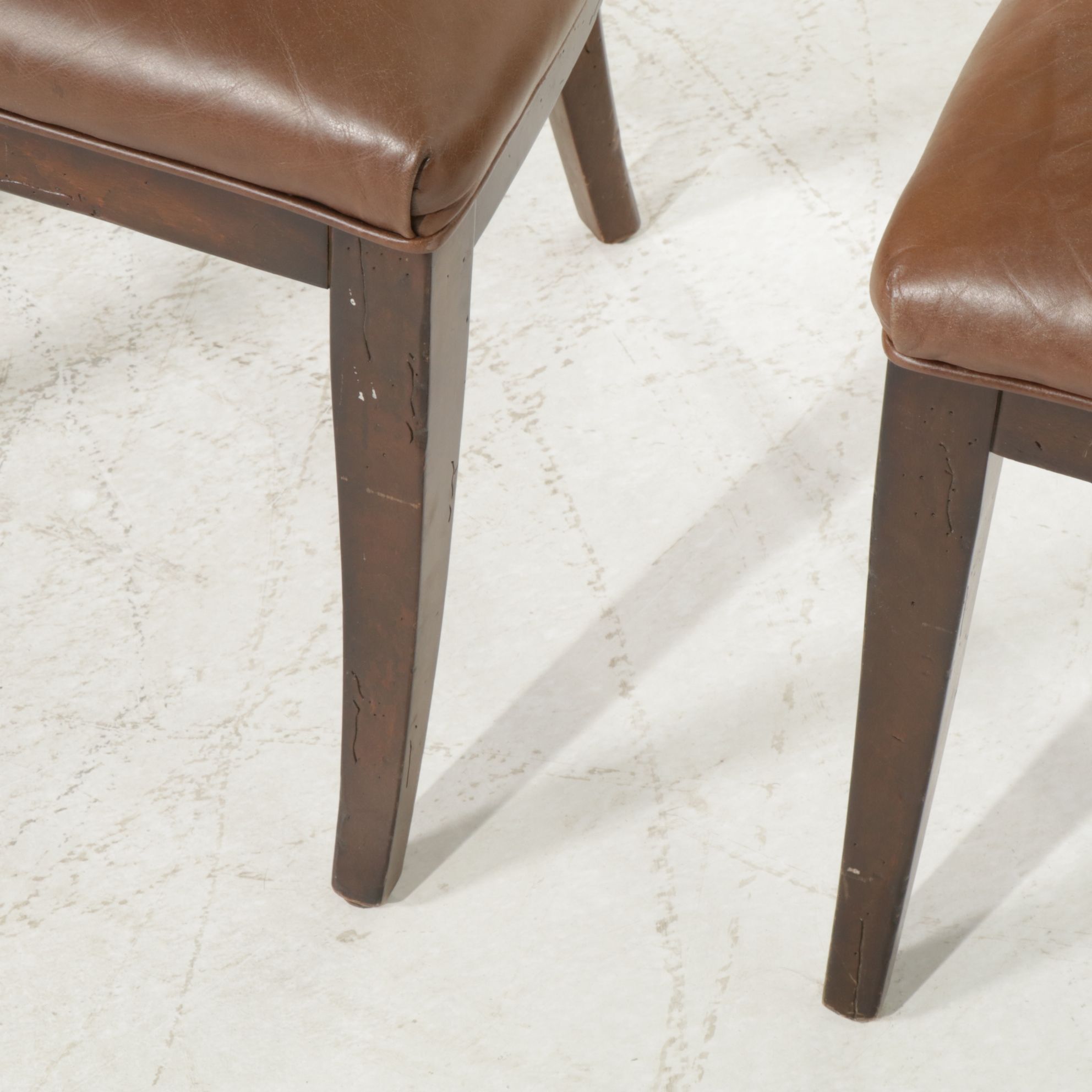 Regency Style Walnut Dining Chairs with Leather Upholstery, Set of Six