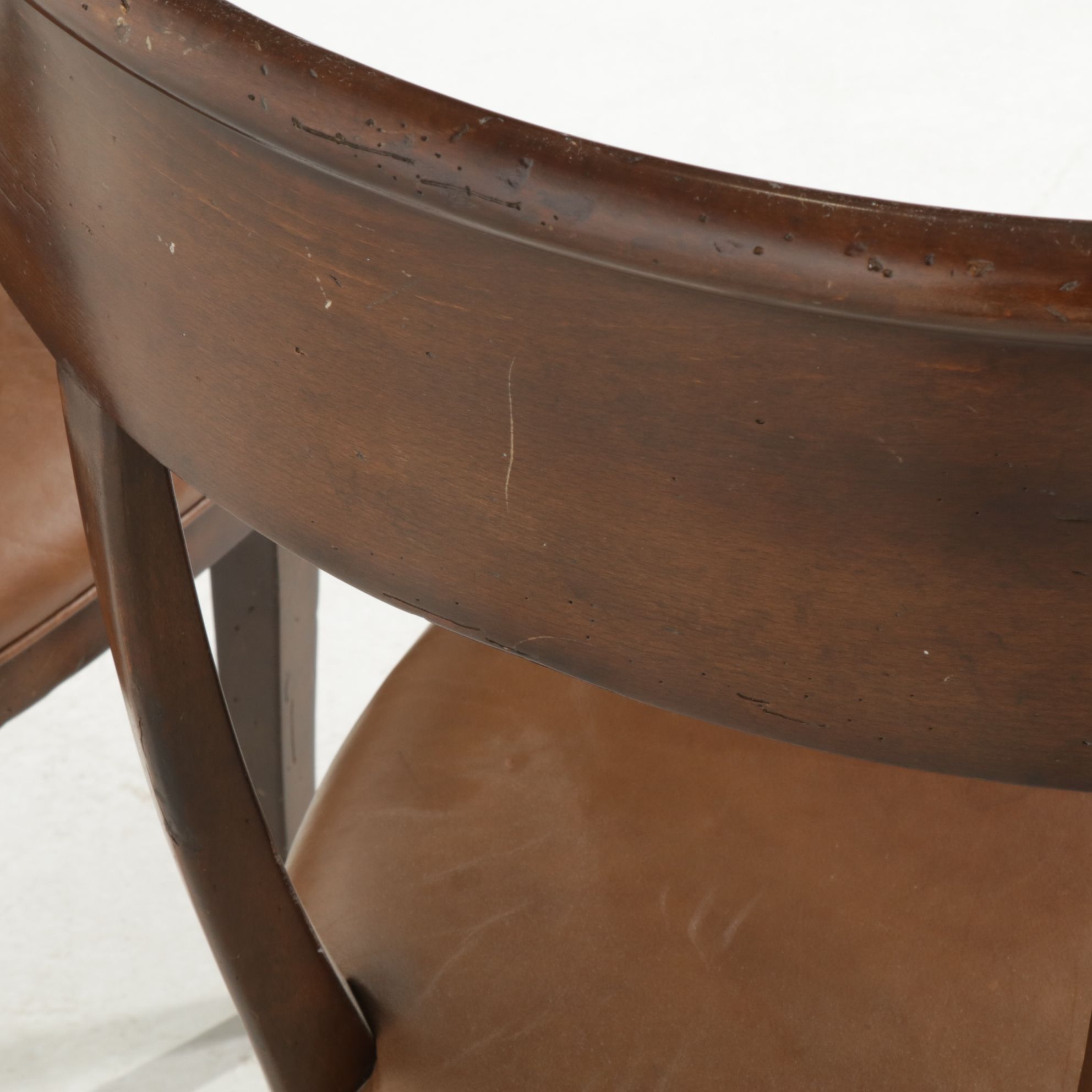 Regency Style Walnut Dining Chairs with Leather Upholstery, Set of Six