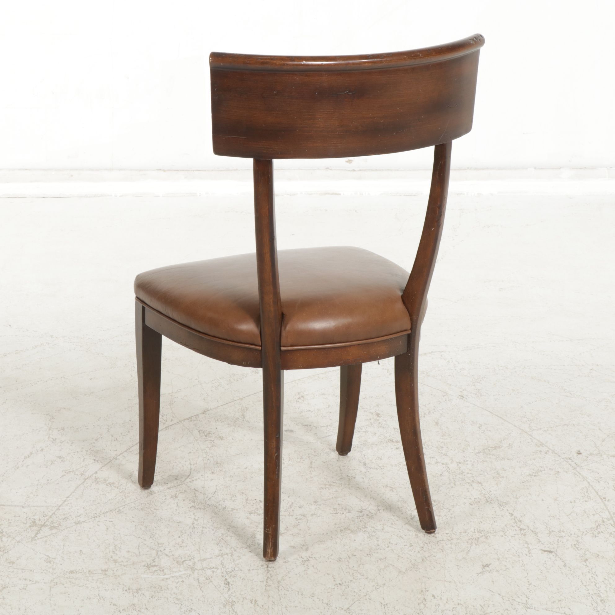 Regency Style Walnut Dining Chairs with Leather Upholstery, Set of Six