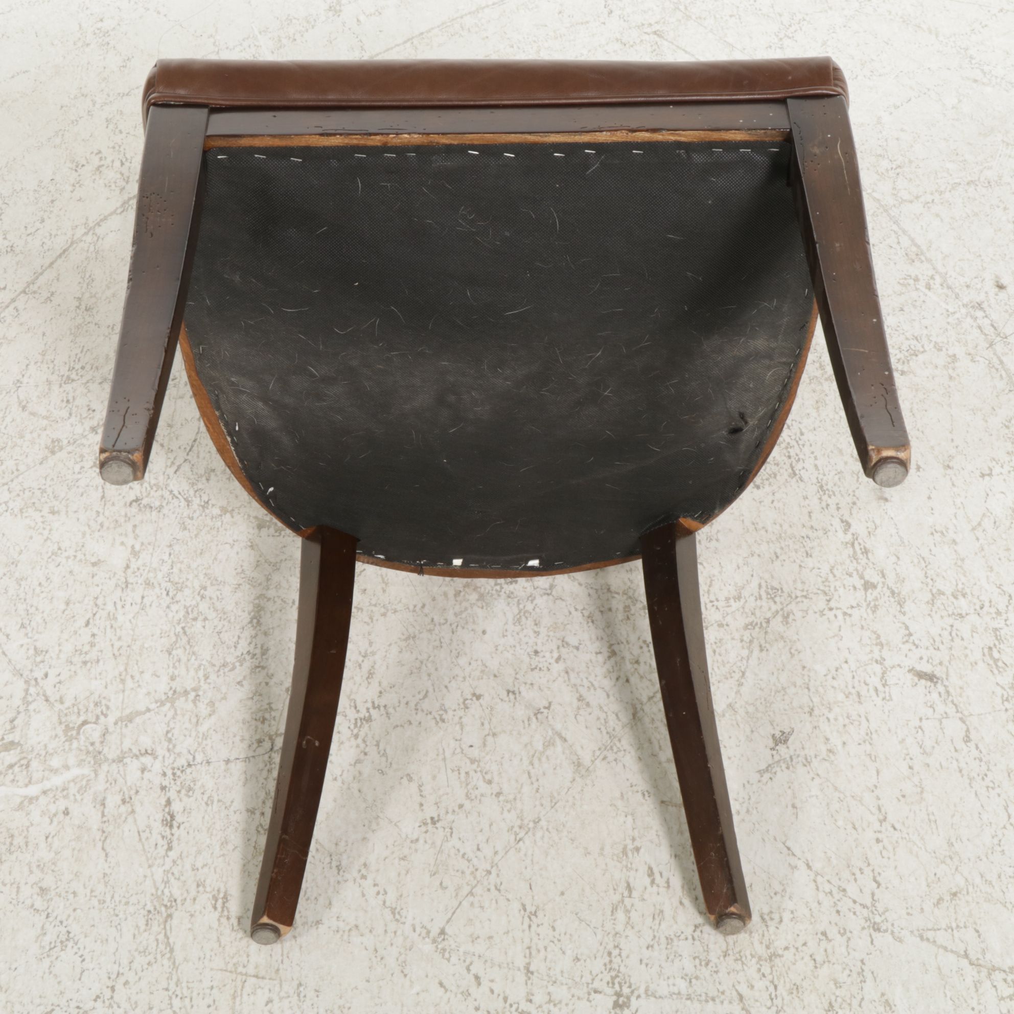 Regency Style Walnut Dining Chairs with Leather Upholstery, Set of Six