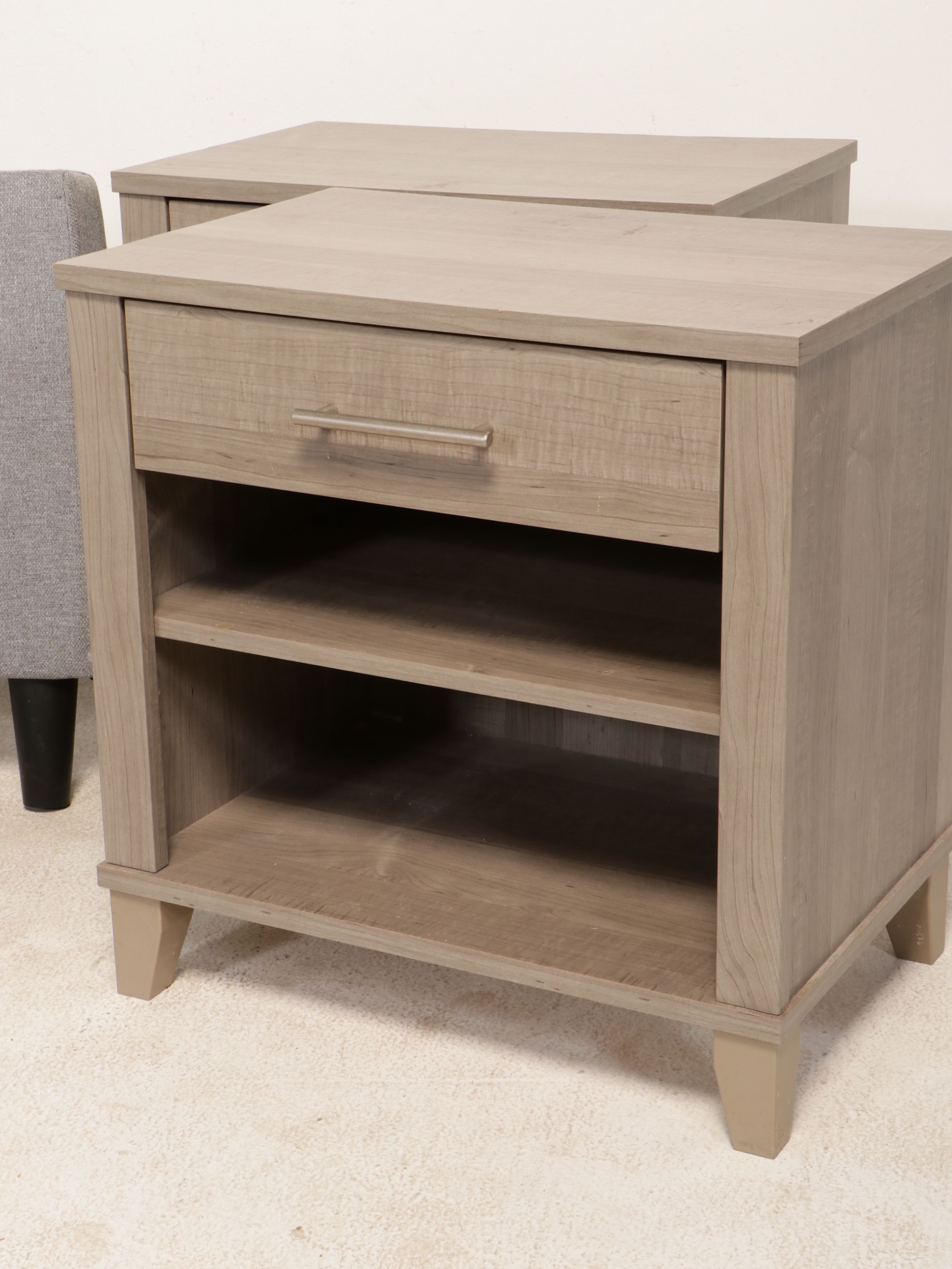 Contemporary Upholstered Bed Frame with Nightstands