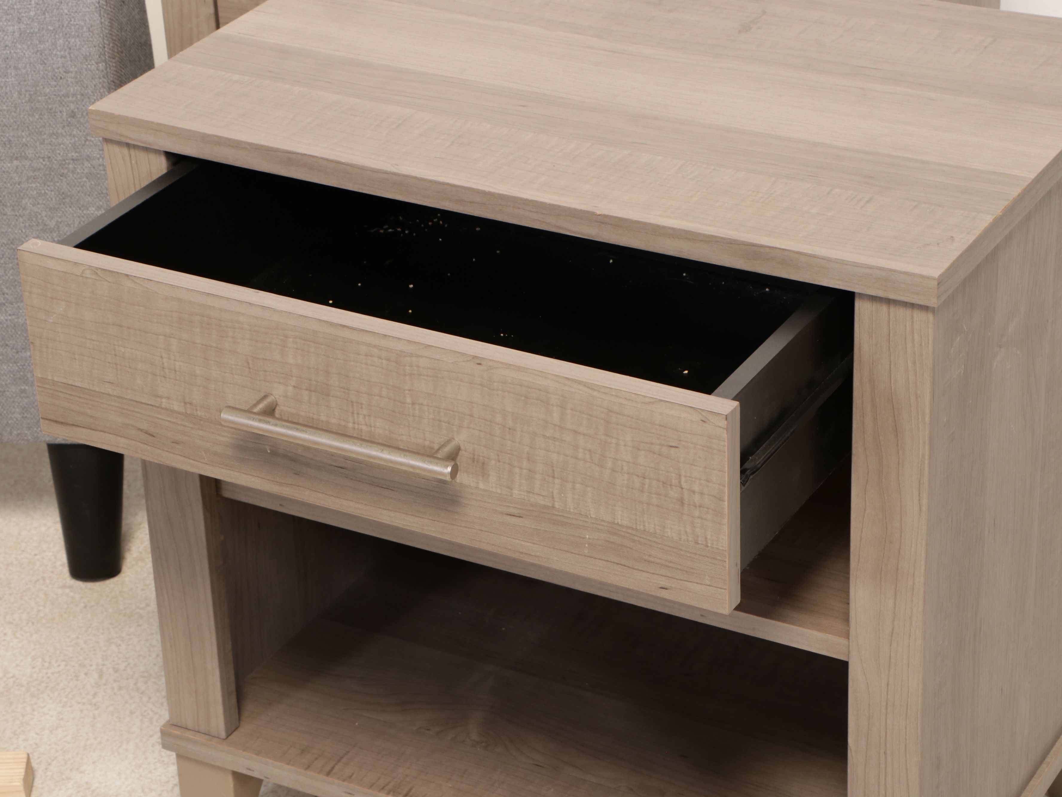 Contemporary Upholstered Bed Frame with Nightstands