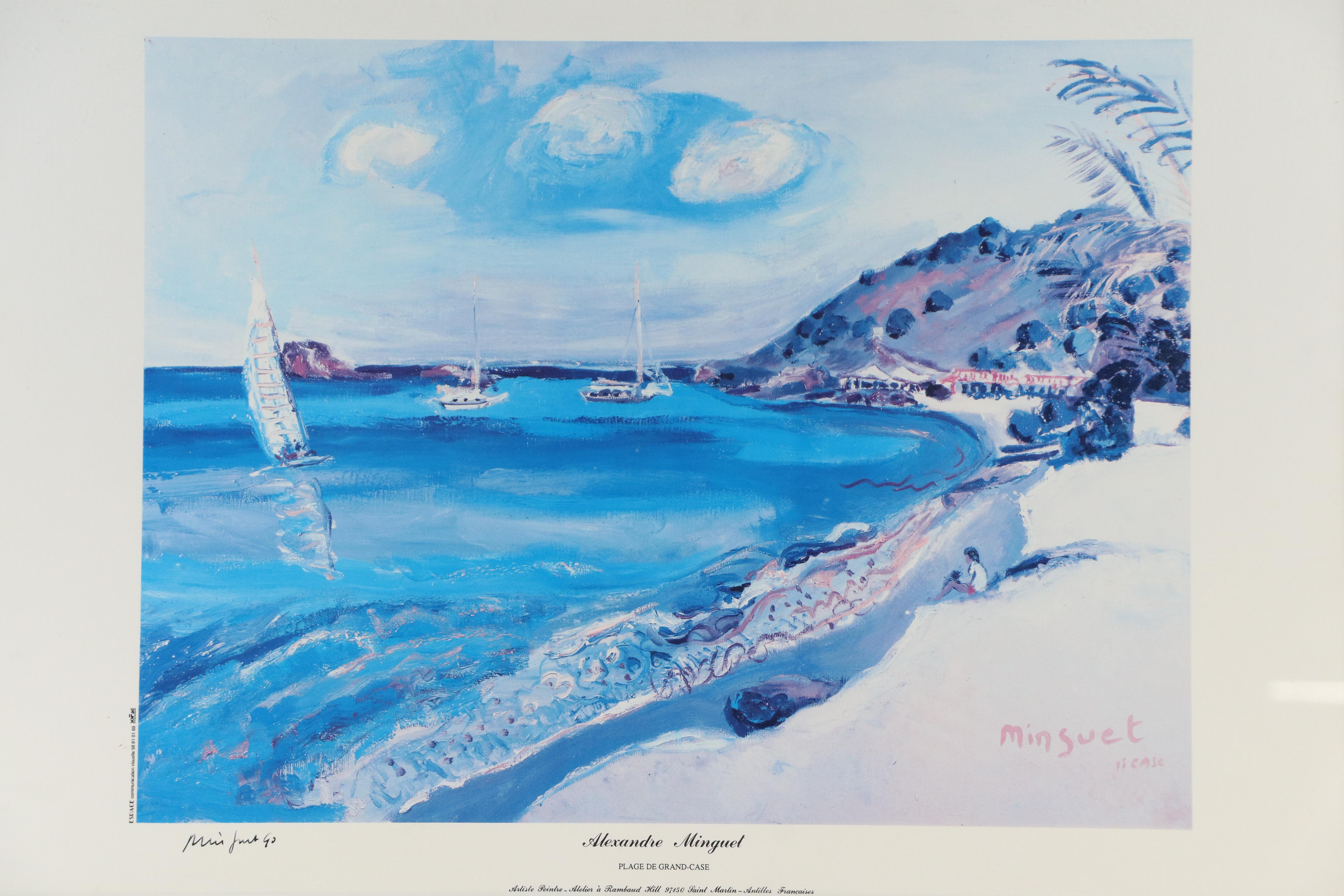 Alexandre Minguet Offset Lithograph "Plage de Grand-Case," 1990